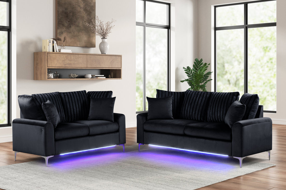 Celina Black- 2PC Sofa & Loveseat Set