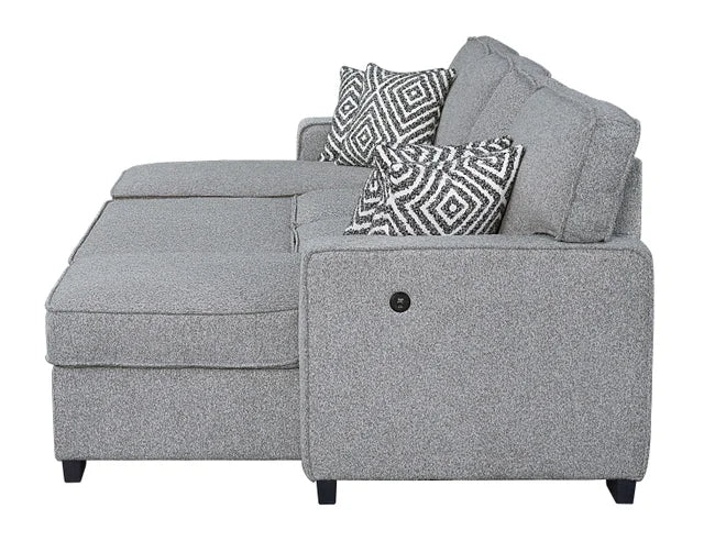 Sahara Gray - Double Storage Chaise Sectional w/ Drop Down Cupholders
