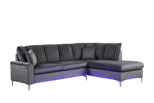 Candy Charcoal - Reversible Sectional (w/ LED's)