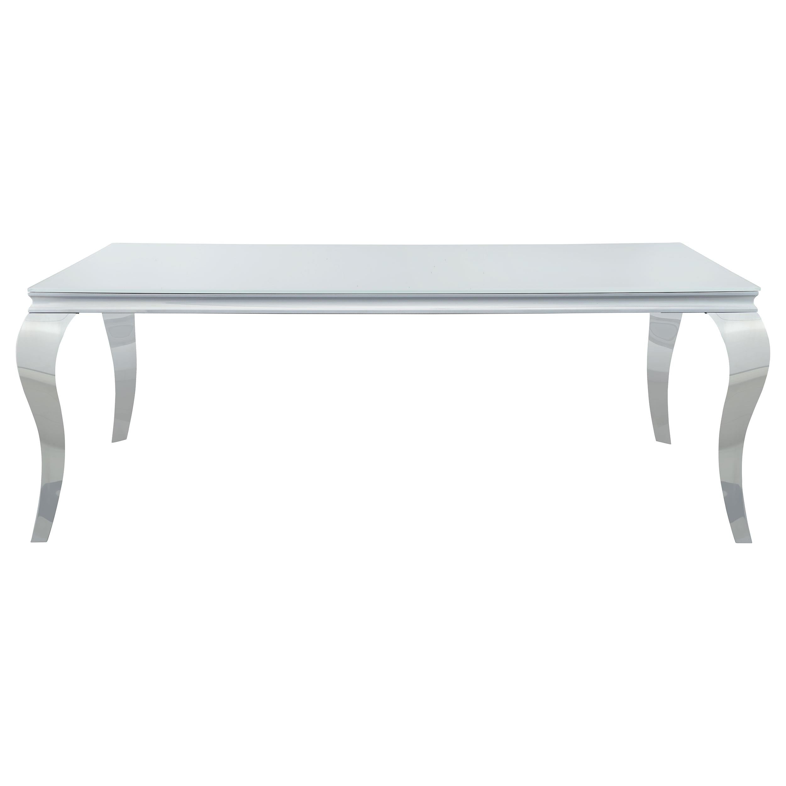 Carone Rectangular Glass Top Dining Table White and Chrome image