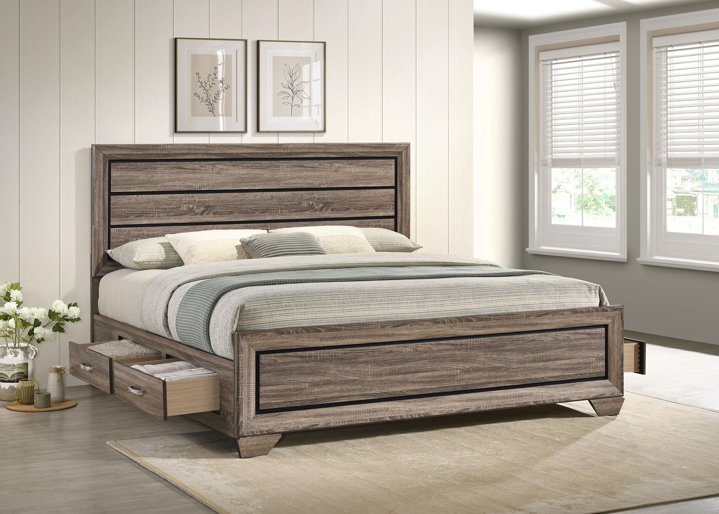 Kauffman Eastern King Storage Bed Washed Taupe image