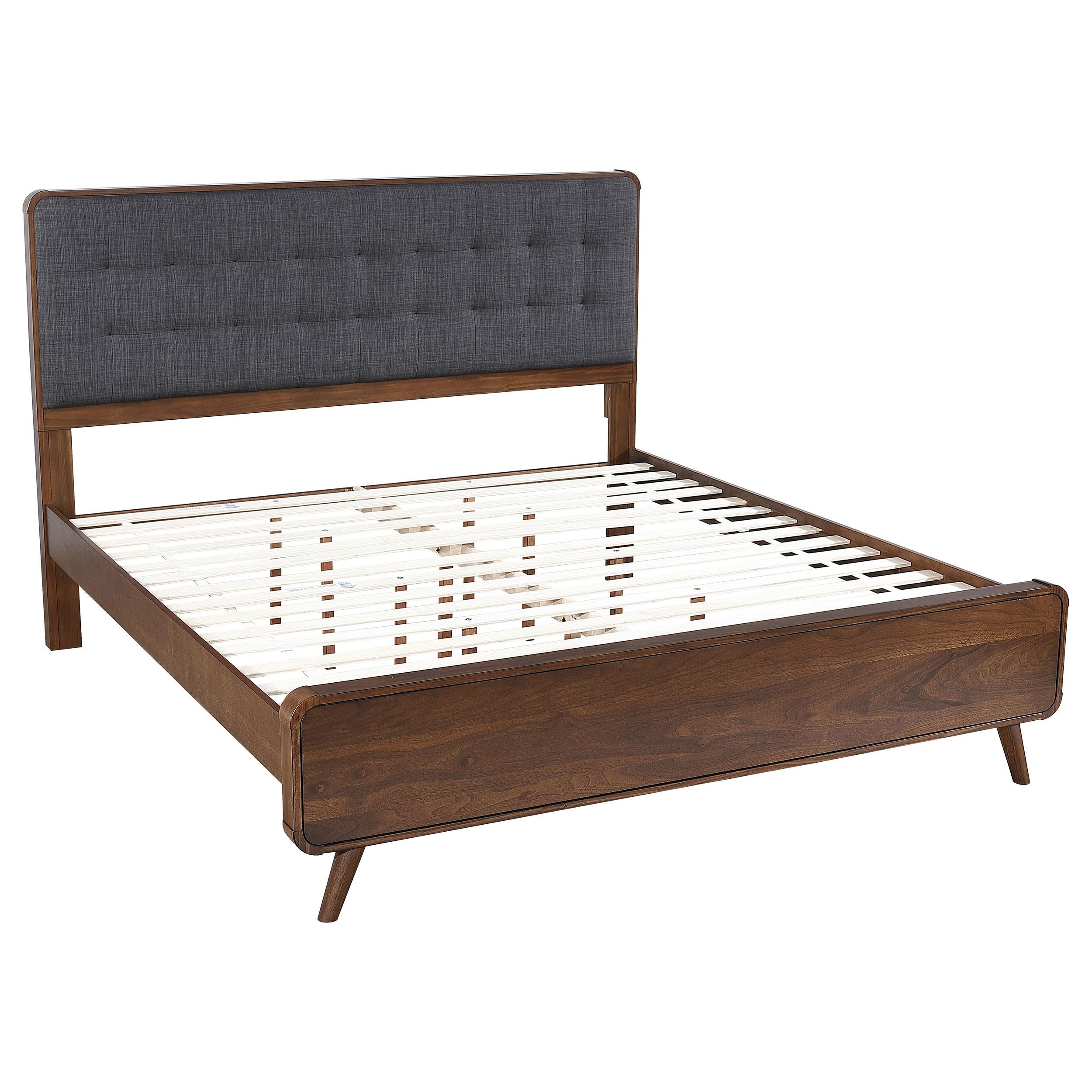 Robyn Eastern King Bed with Upholstered Headboard Dark Walnut image