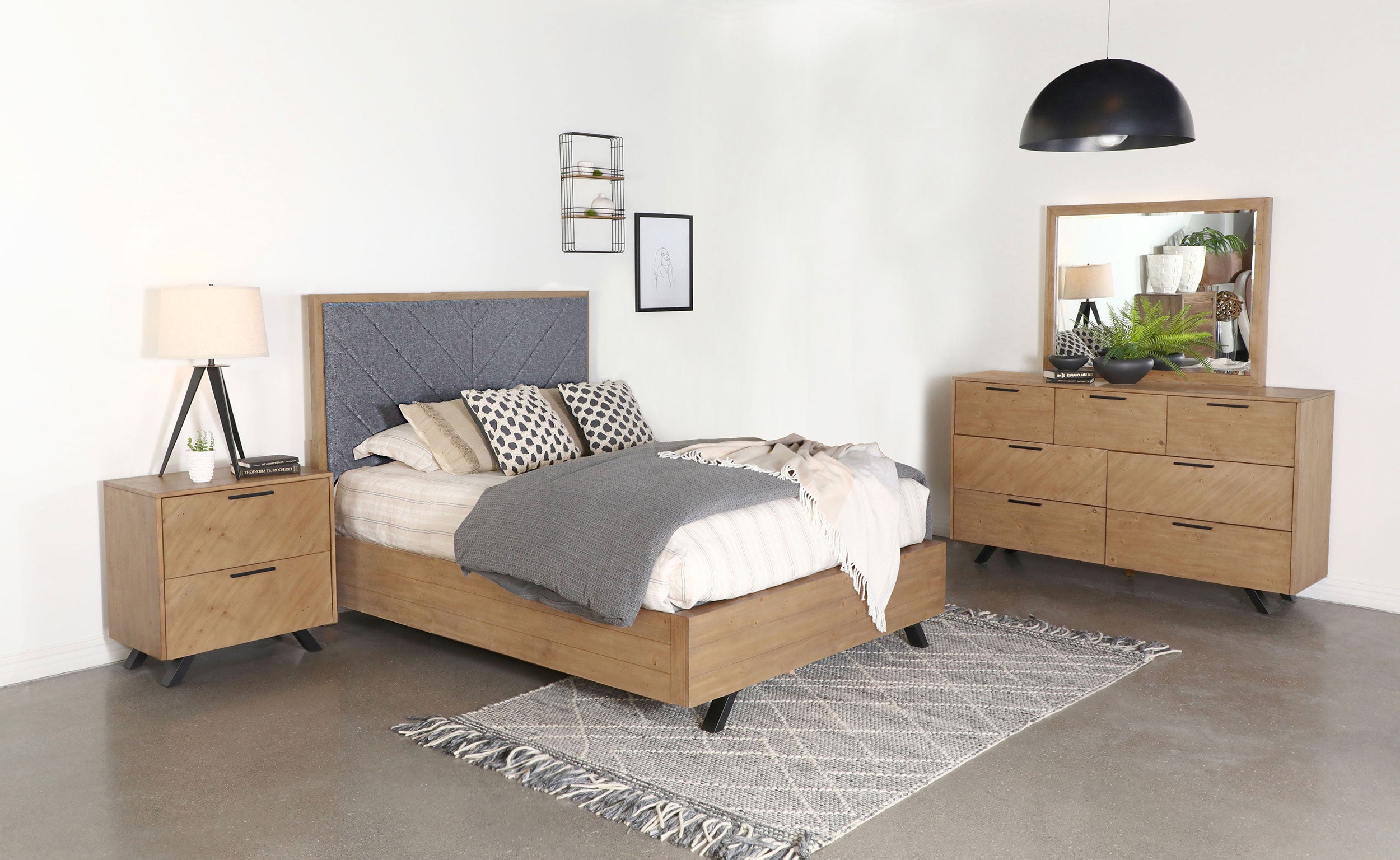 Taylor Bedroom Set Light Honey Brown and Grey