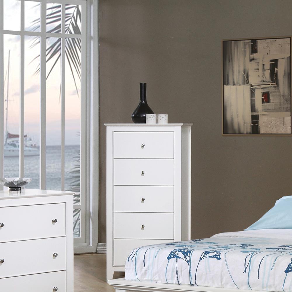 Selena 5-drawer Chest Cream White