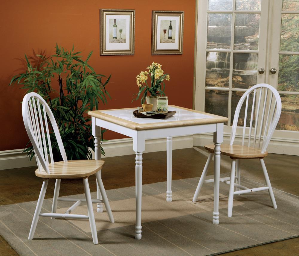 Carlene Square Top Dining Table Natural Brown and White