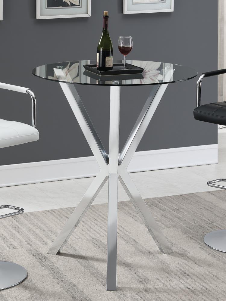 Denali Round Glass Top Bar Table Chrome