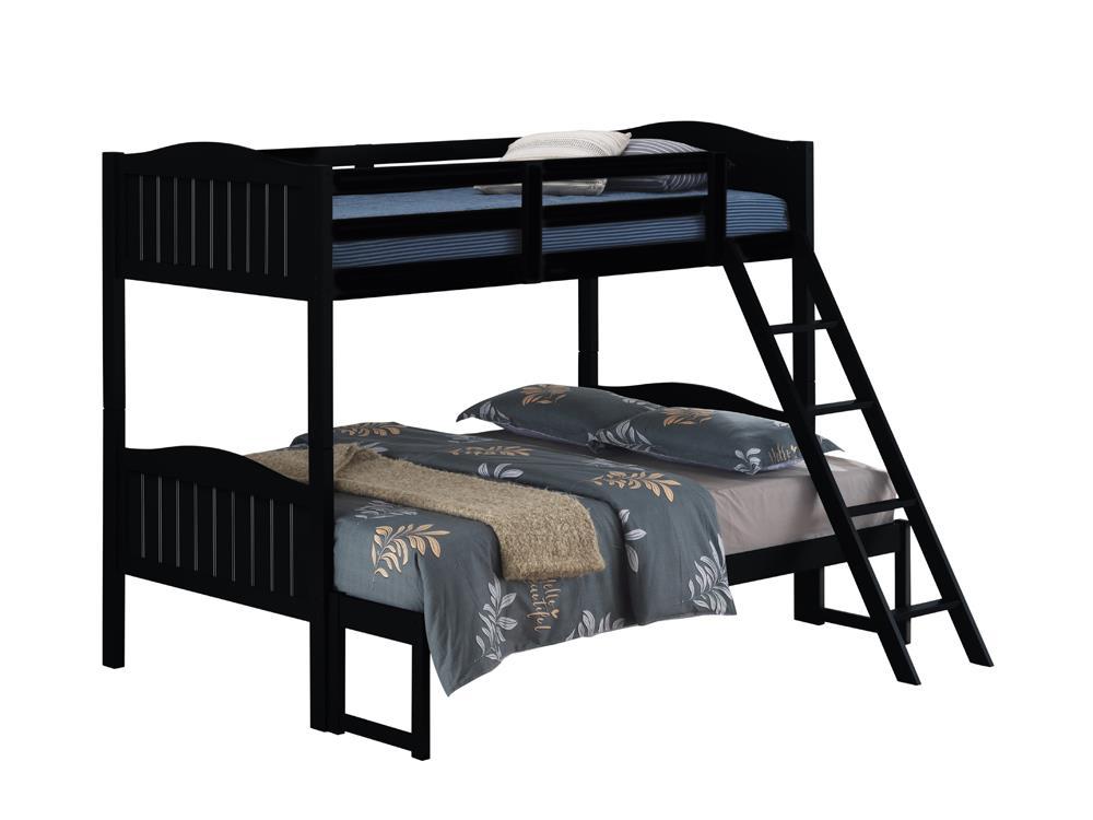 Arlo Twin Over Full Bunk Bed with Ladder Black