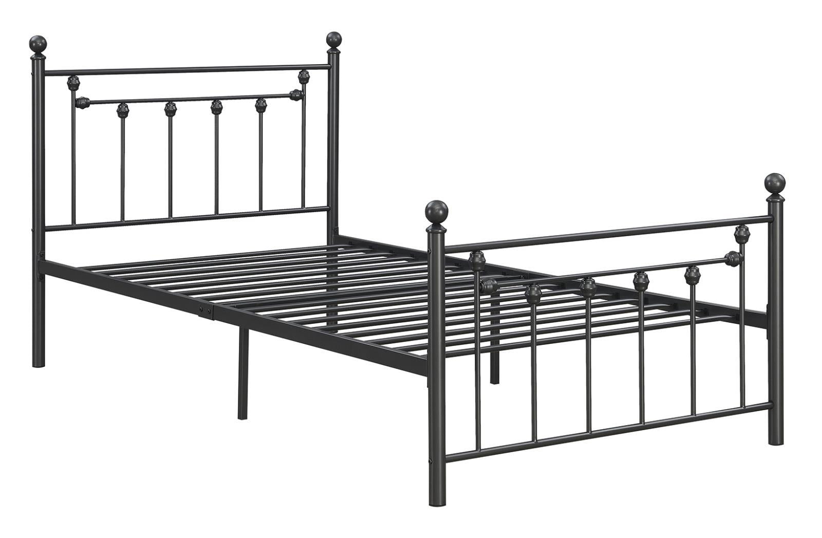 Canon Full Metal Slatted Headboard Platform Bed - Gunmetal