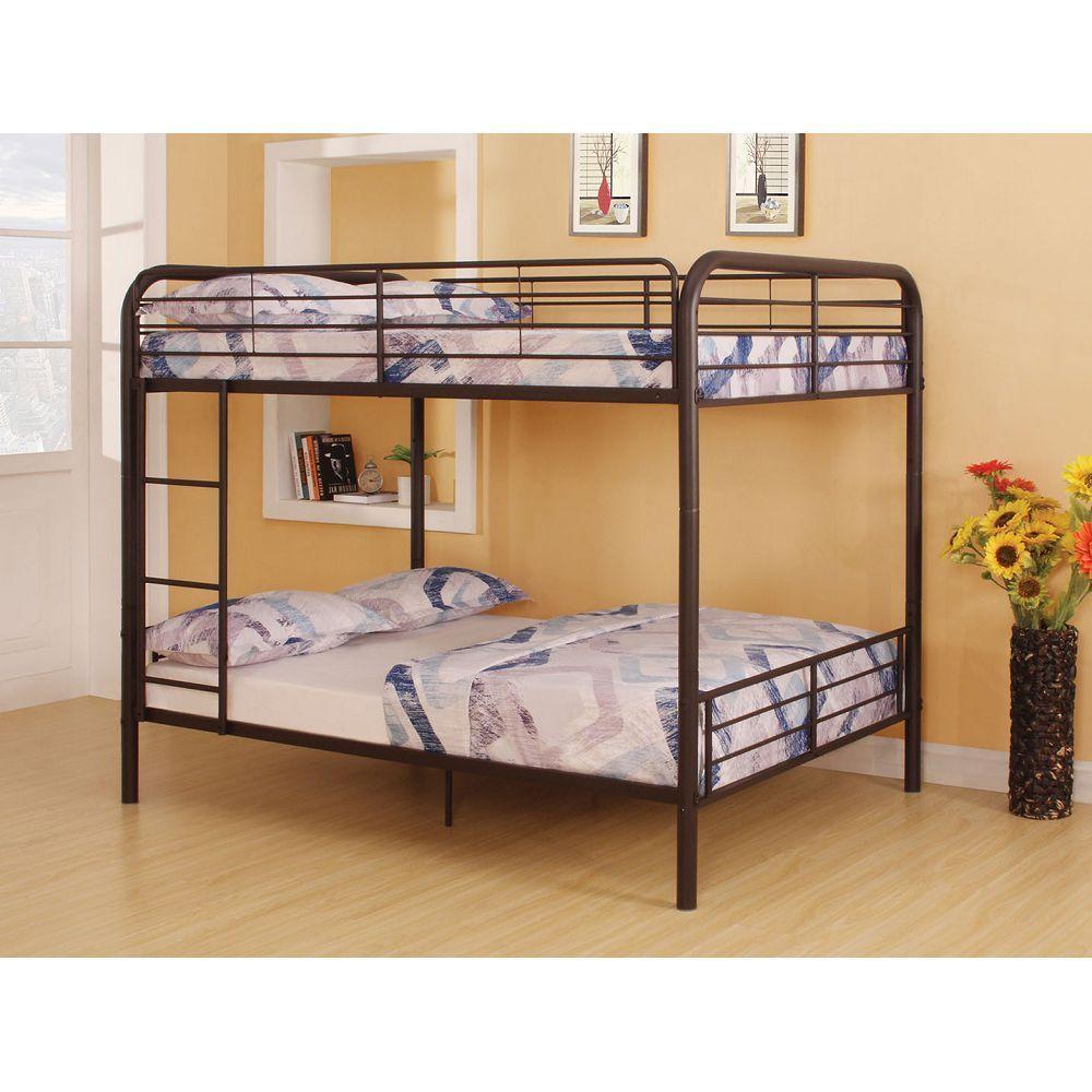 ACME Bristol Full over Full Metal Bunk Bed - Dark Brown image