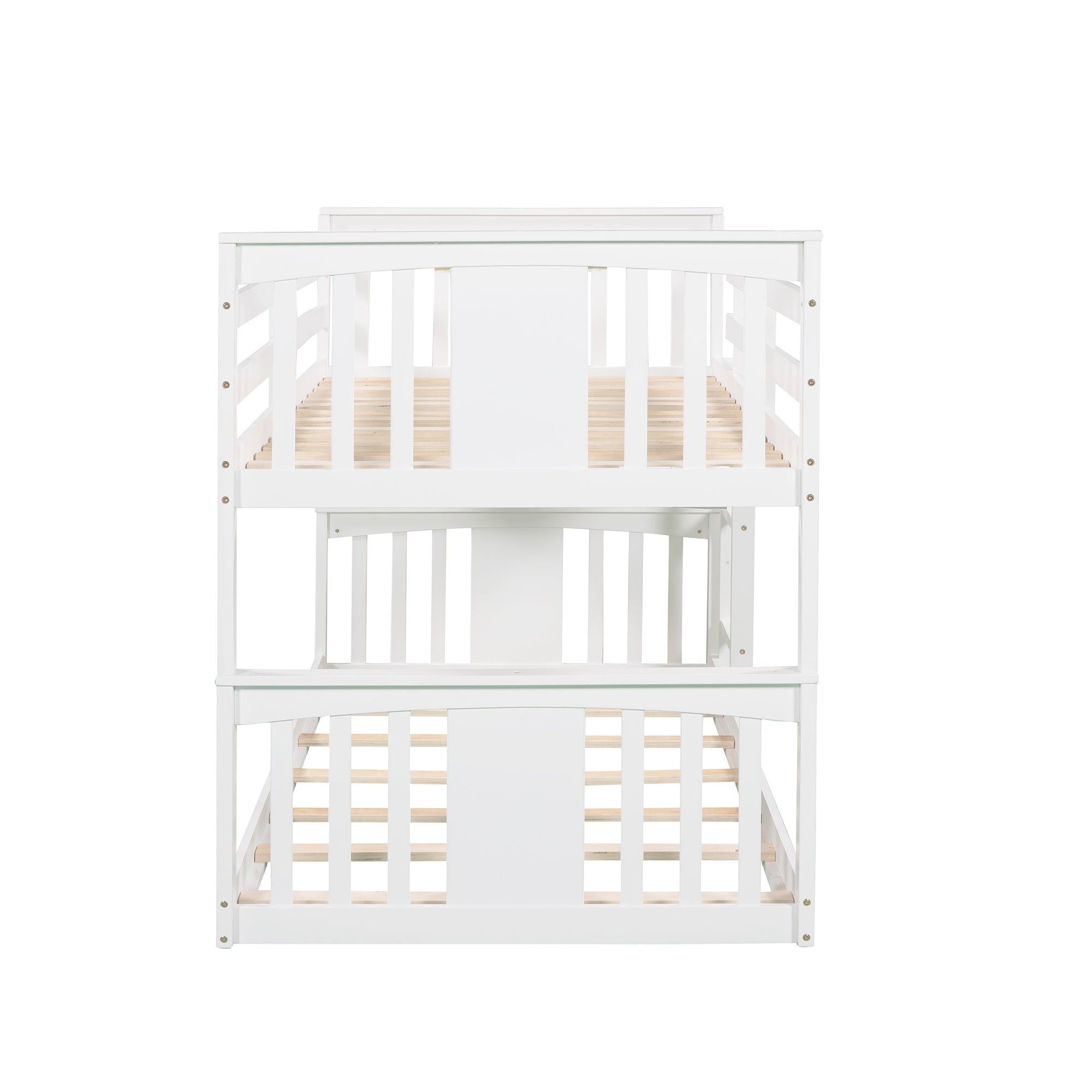 Twin over Twin Bunk Bed with Ladder - White