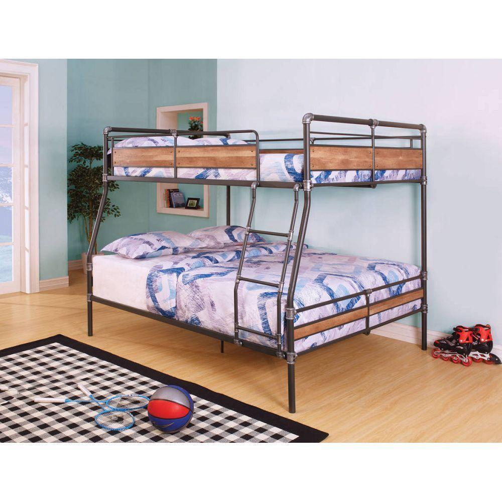 ACME Brantley ll Full XL over Queen Hand-brushed Bunk Bed - Sandy Black and Dark Bronze image