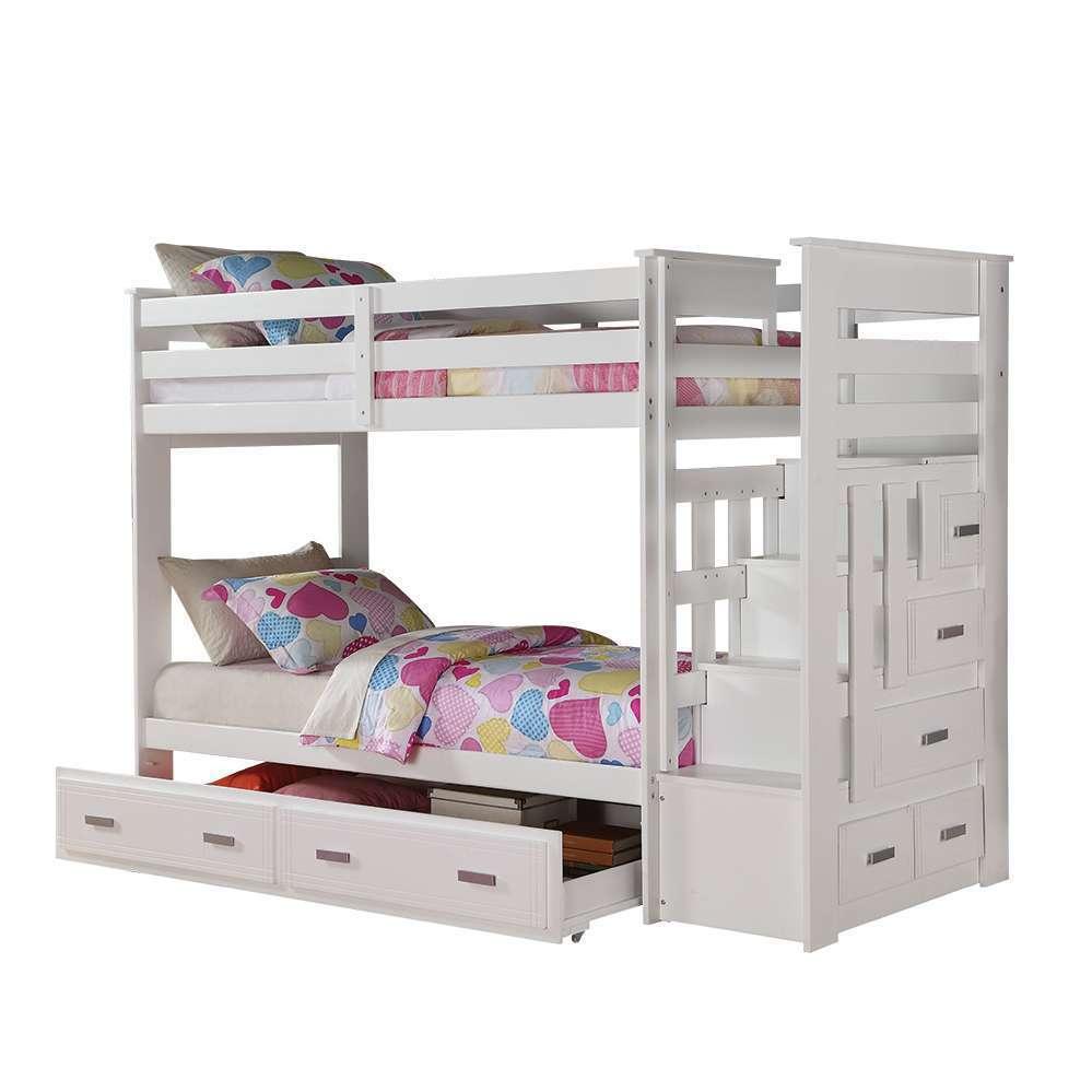 ACME Allentown Twin over Twin Bunk Bed withStorage - White