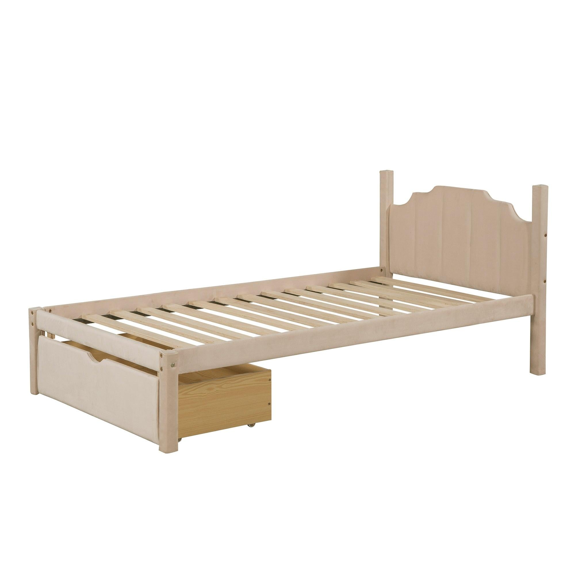 Full over Twin and Twin Bunk Bed with Drawers and Guardrails - Beige