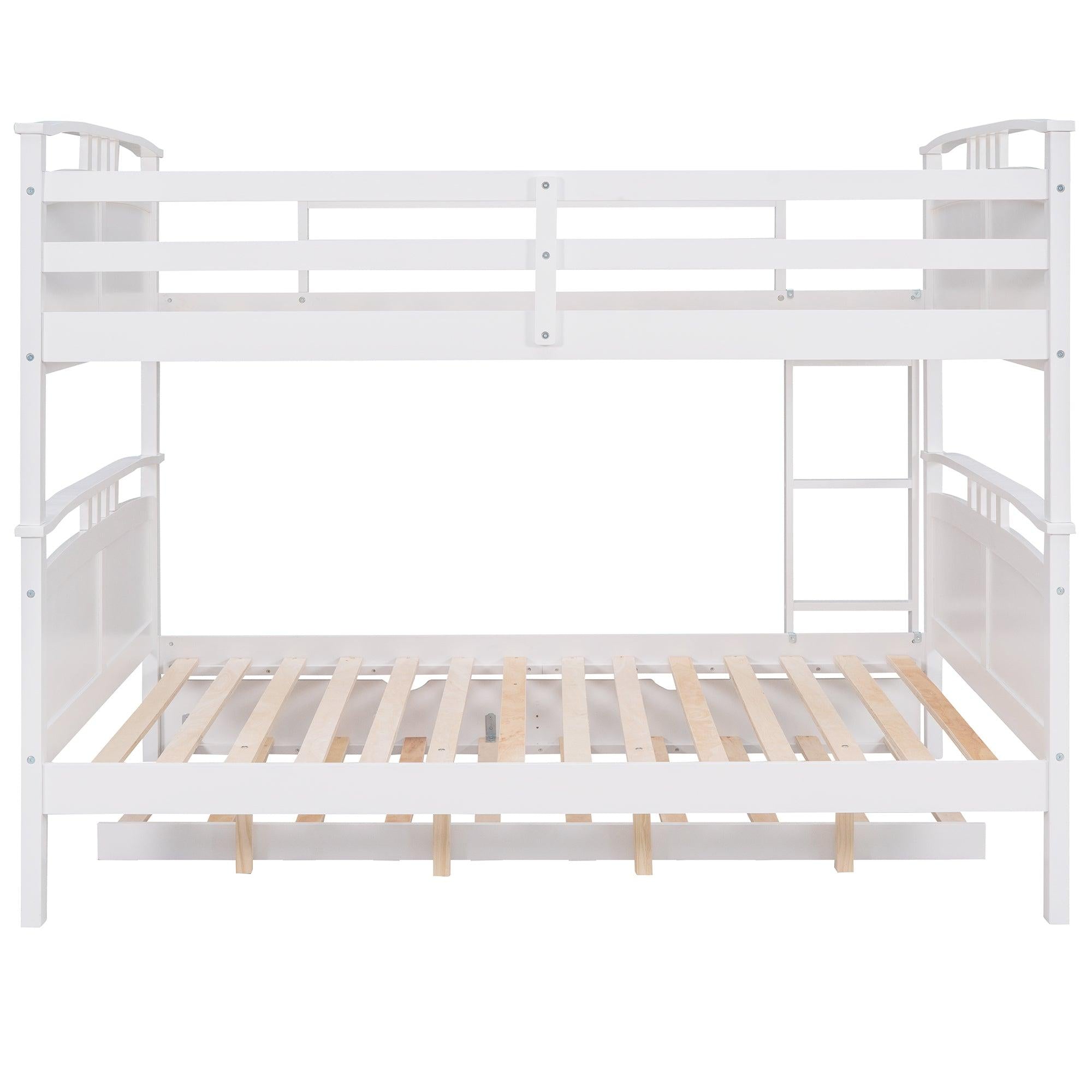 Full Over Full Convertible Bunk Bed into Beds with Twin Size Trundle - White