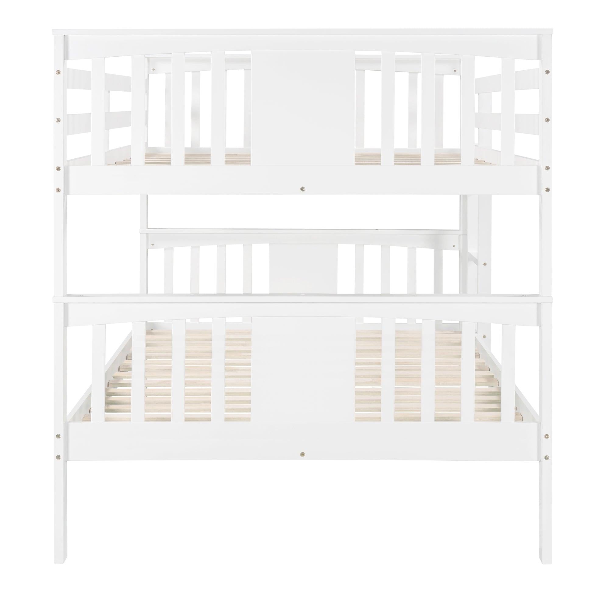 Full over Full Bunk Bed with Ladder - White