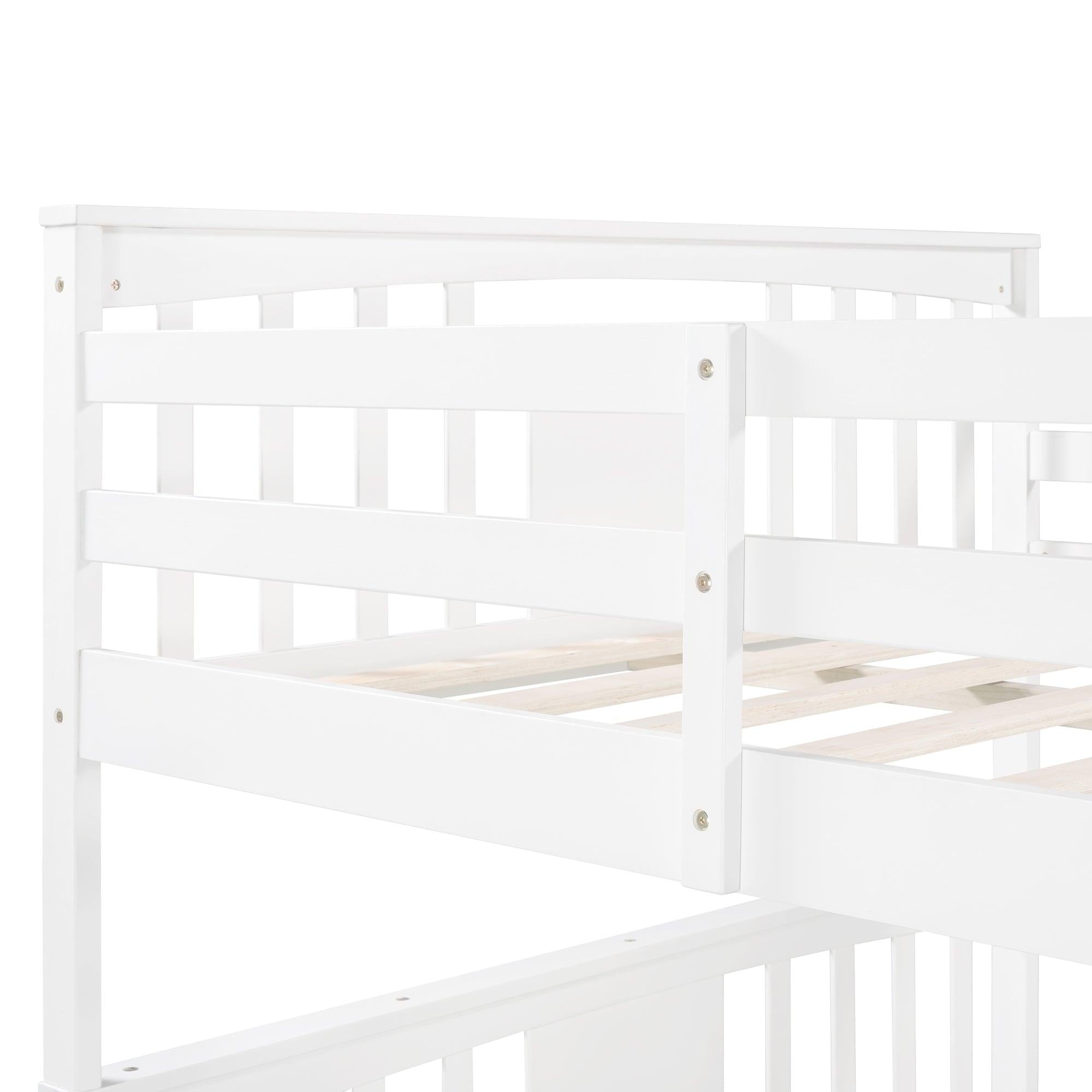 Full over Full Bunk Bed with Ladder - White