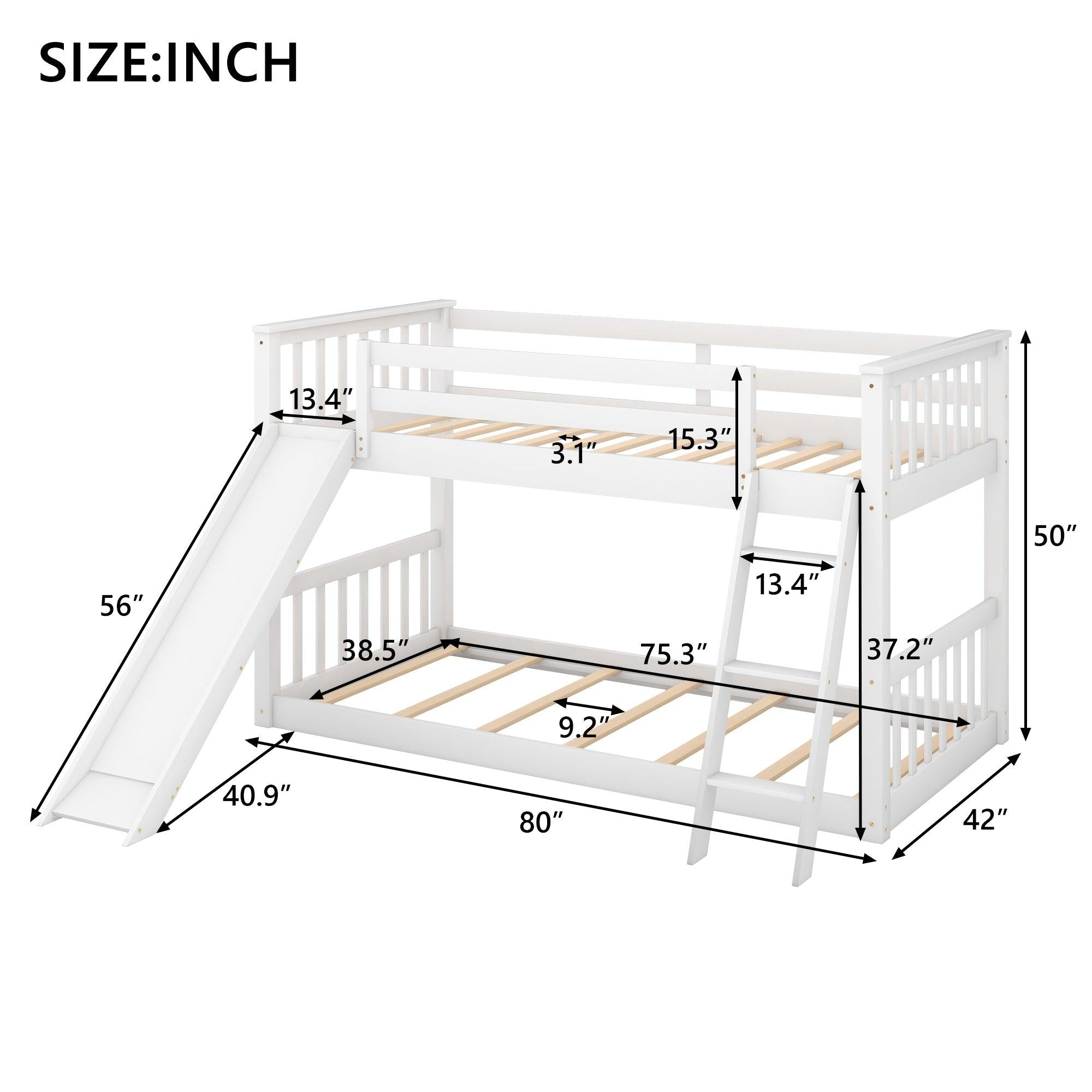 Twin over Twin Bunk Bed with Slide and Ladder - White