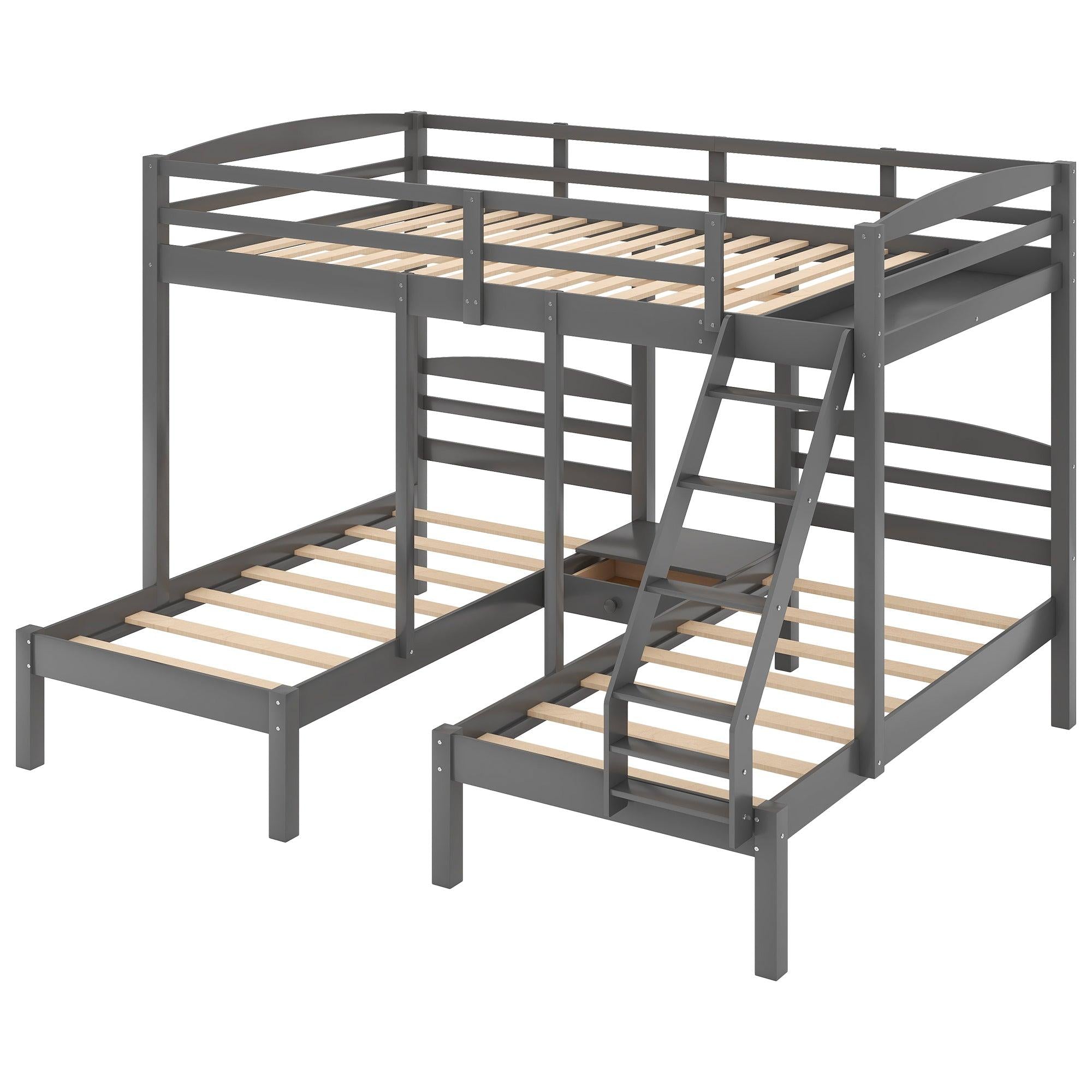 Full over Twin and Twin Bunk Bed - Gray