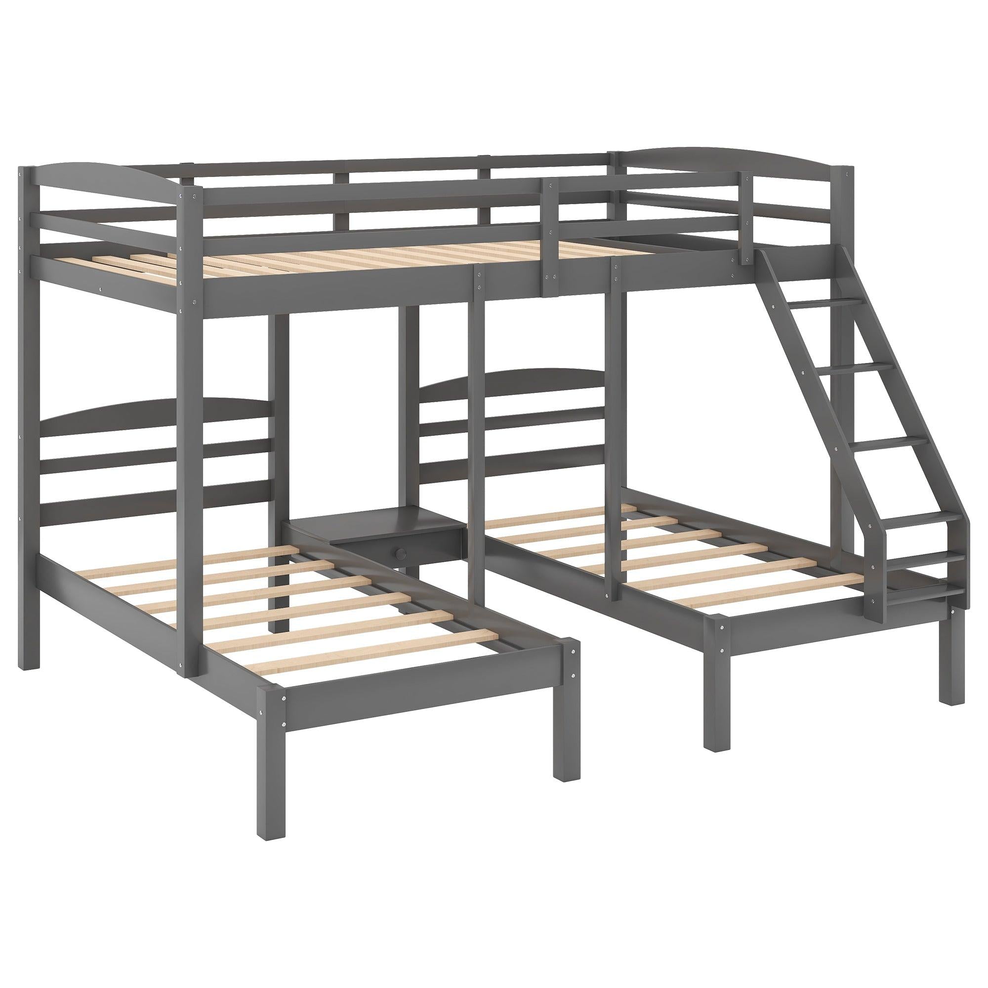 Full over Twin and Twin Bunk Bed - Gray