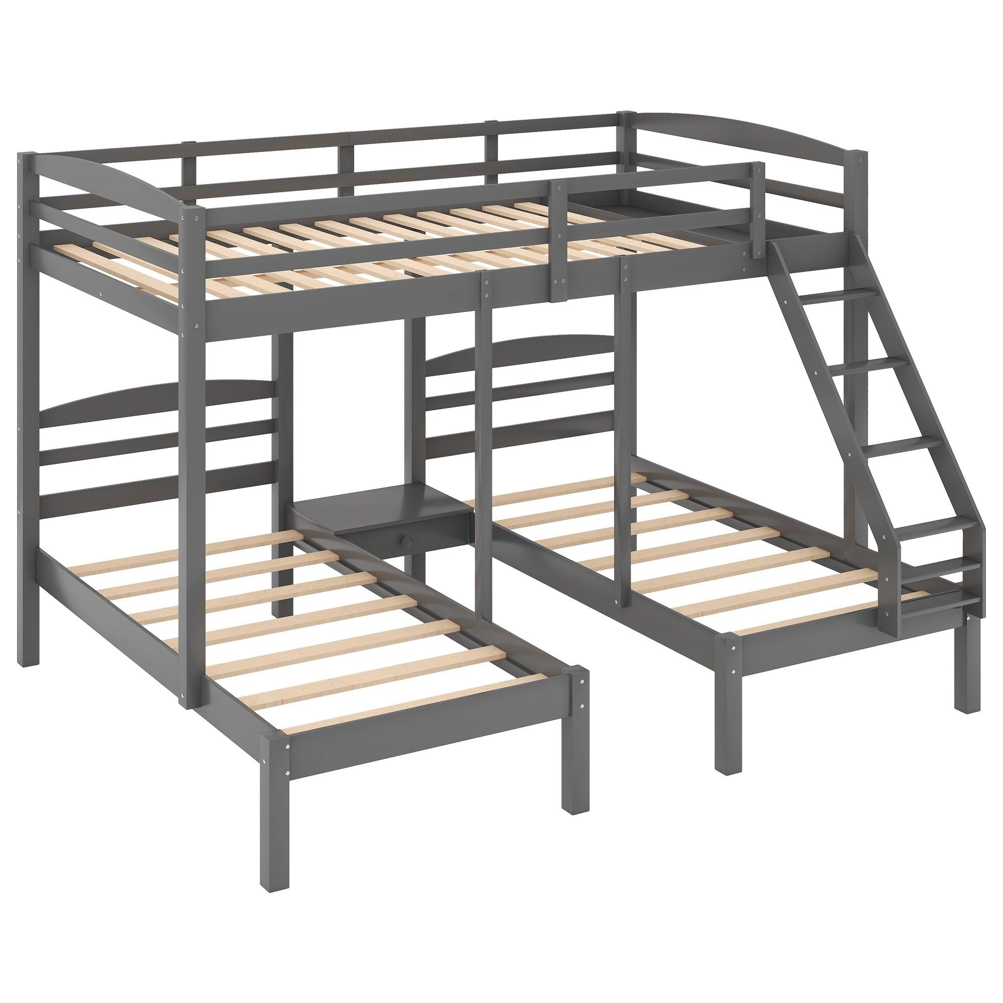 Full over Twin and Twin Bunk Bed - Gray