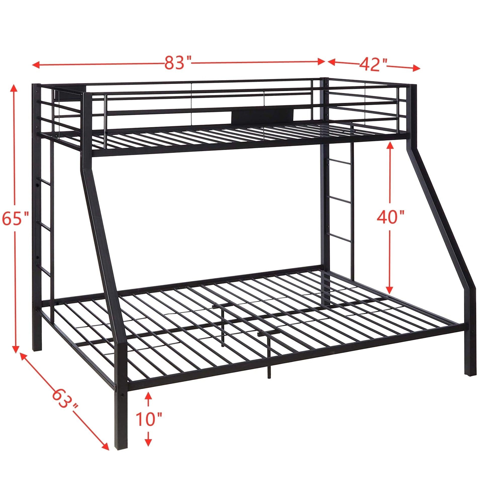 ACME Limbra Twin XL over Queen Metal Bunk Bed - Sandy Black