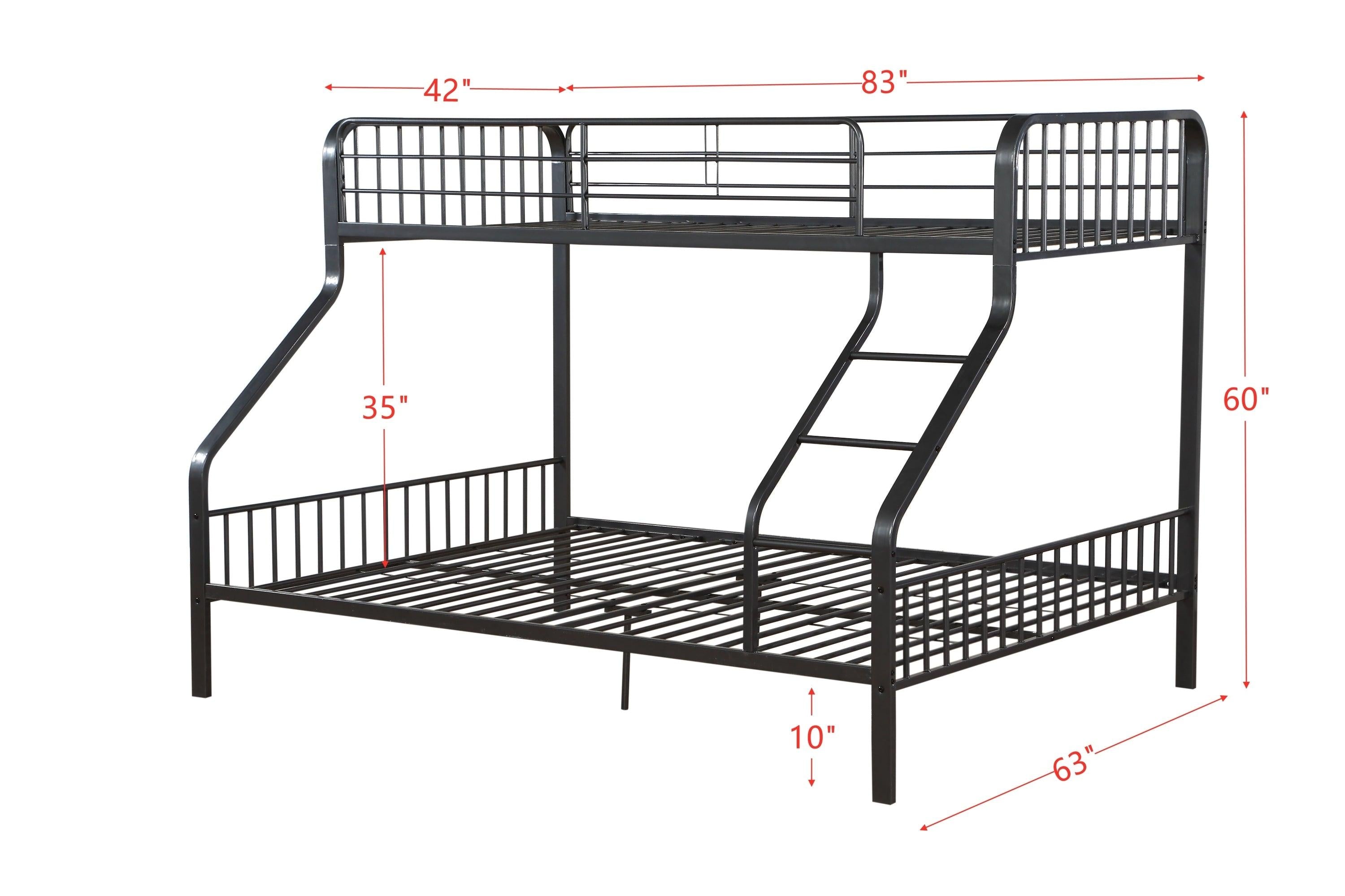 ACME Caius Twin XL over Queen Metal Bunk Bed - Gunmetal