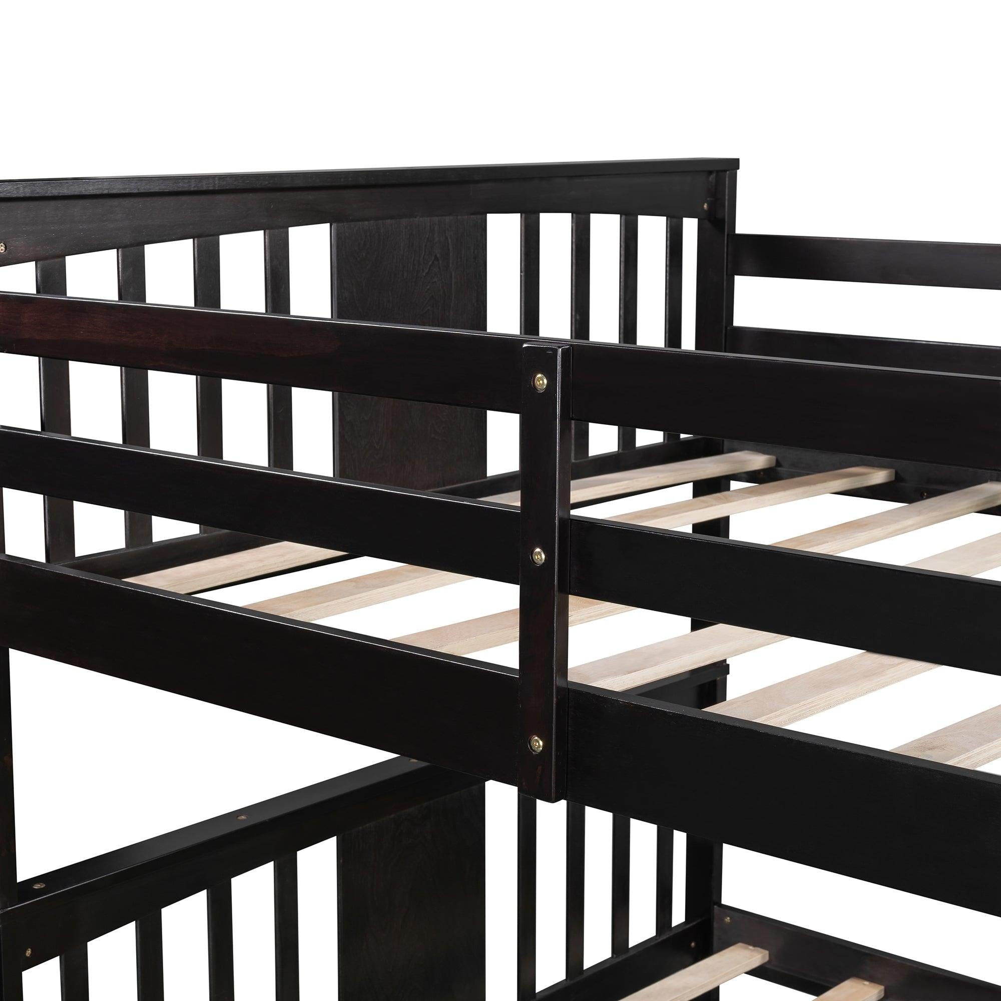 Full over Full Convertible Bunk Bed with Drawers and Ladder - Espresso