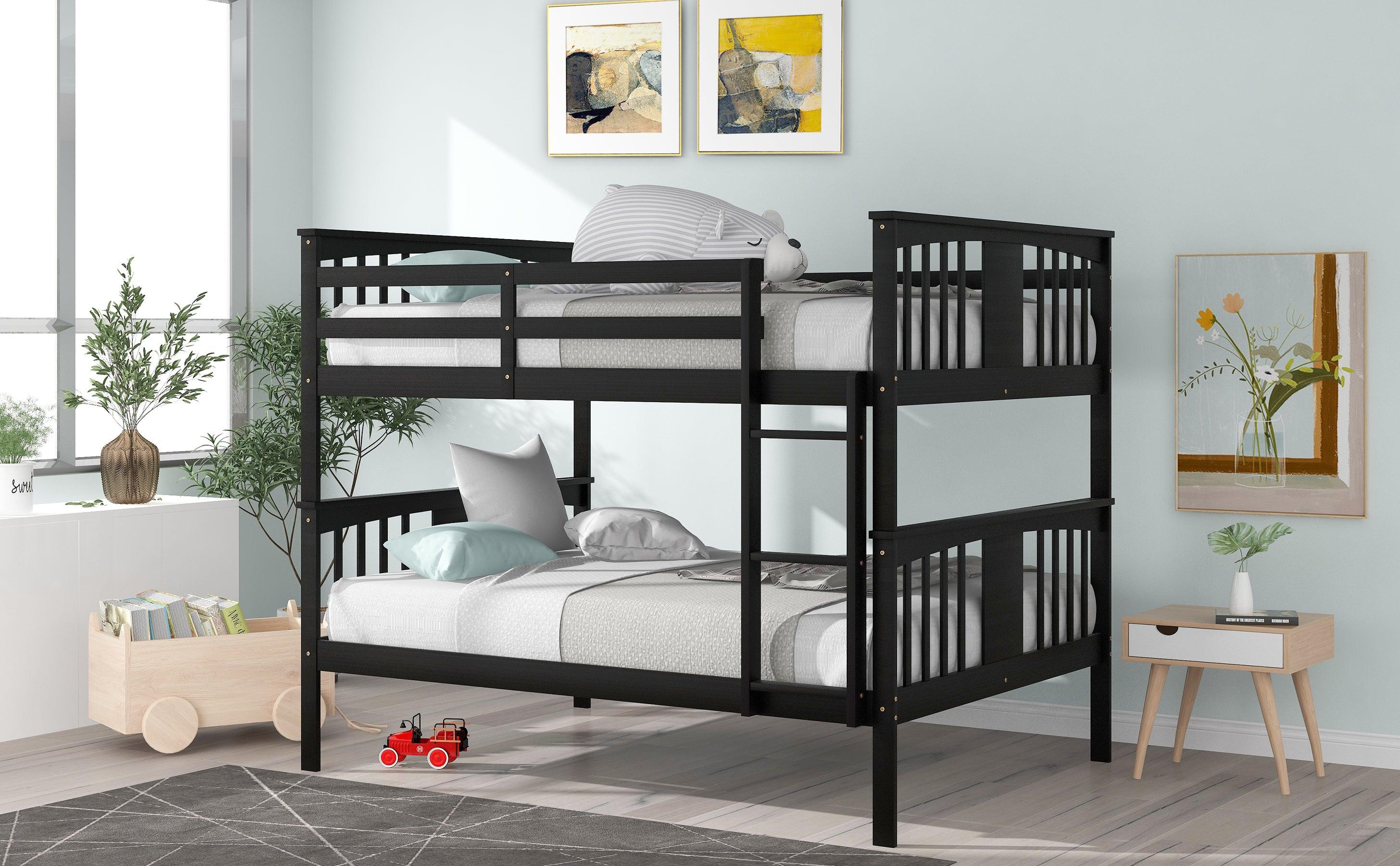 Full over Full Bunk Bed with Ladder and Head and Footboard - Espresso