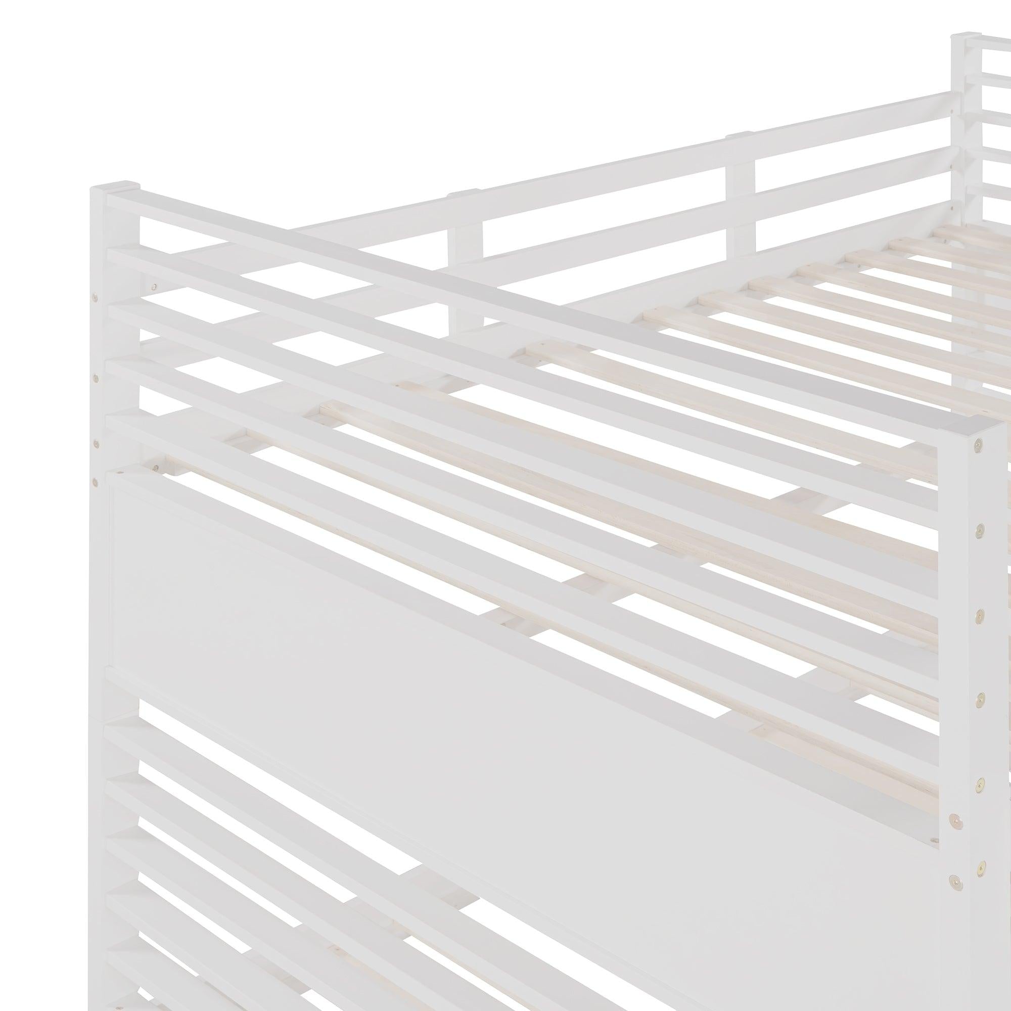 Full over Full Bunk Bed with Drawers, Ladder, Head and Footboard - White