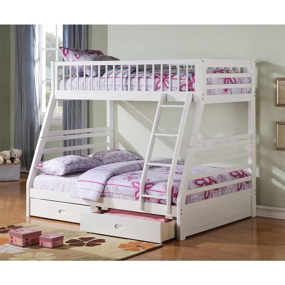 ACME Jason Twin over Full Bunk Bed with Drawers - White image