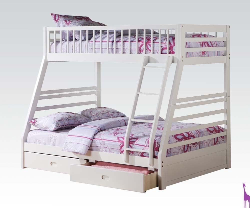 ACME Jason Twin over Full Bunk Bed with Drawers - White