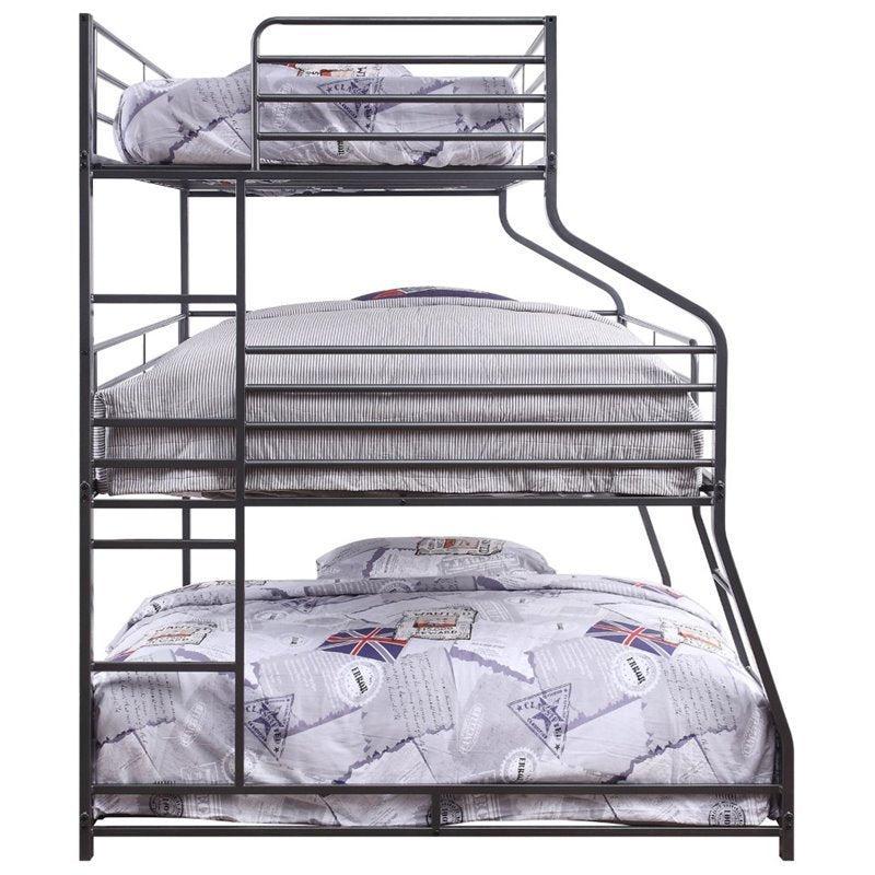 ACME Caius II Twin over Full over Queen Triple Bunk Bed - Gunmetal