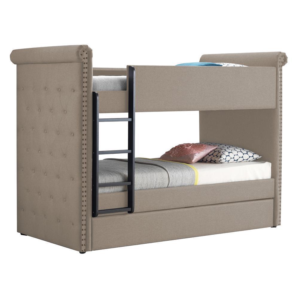 ACME Romana II Twin over Twin Bunk Bed with Twin Size Trundle - Beige