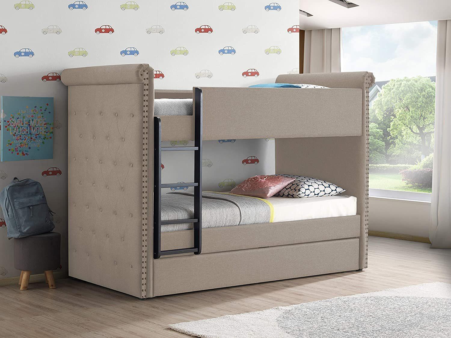 ACME Romana II Twin over Twin Bunk Bed with Twin Size Trundle - Beige