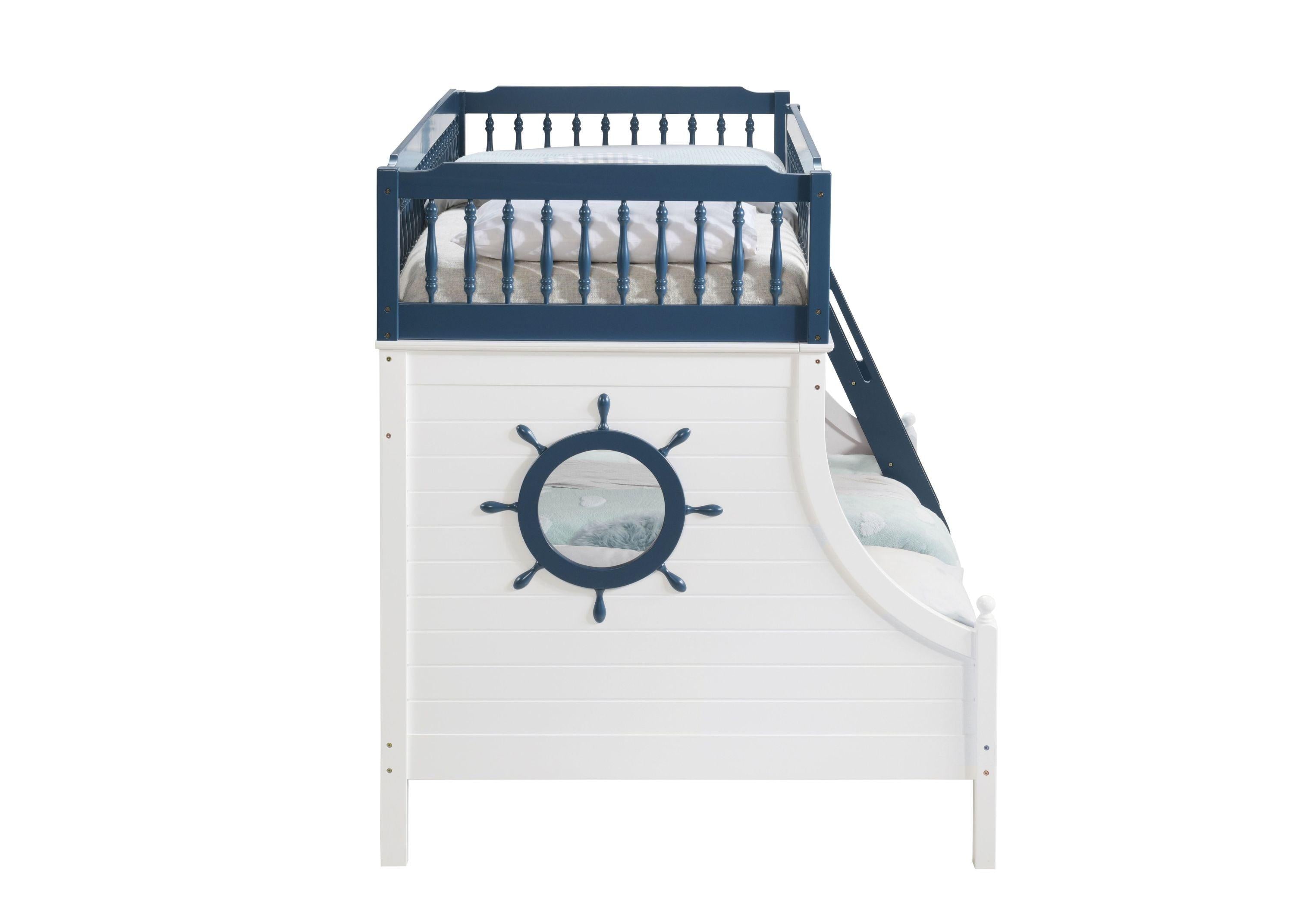 ACME Farah Twin overFull Bunk Bed -Navy Blue and White