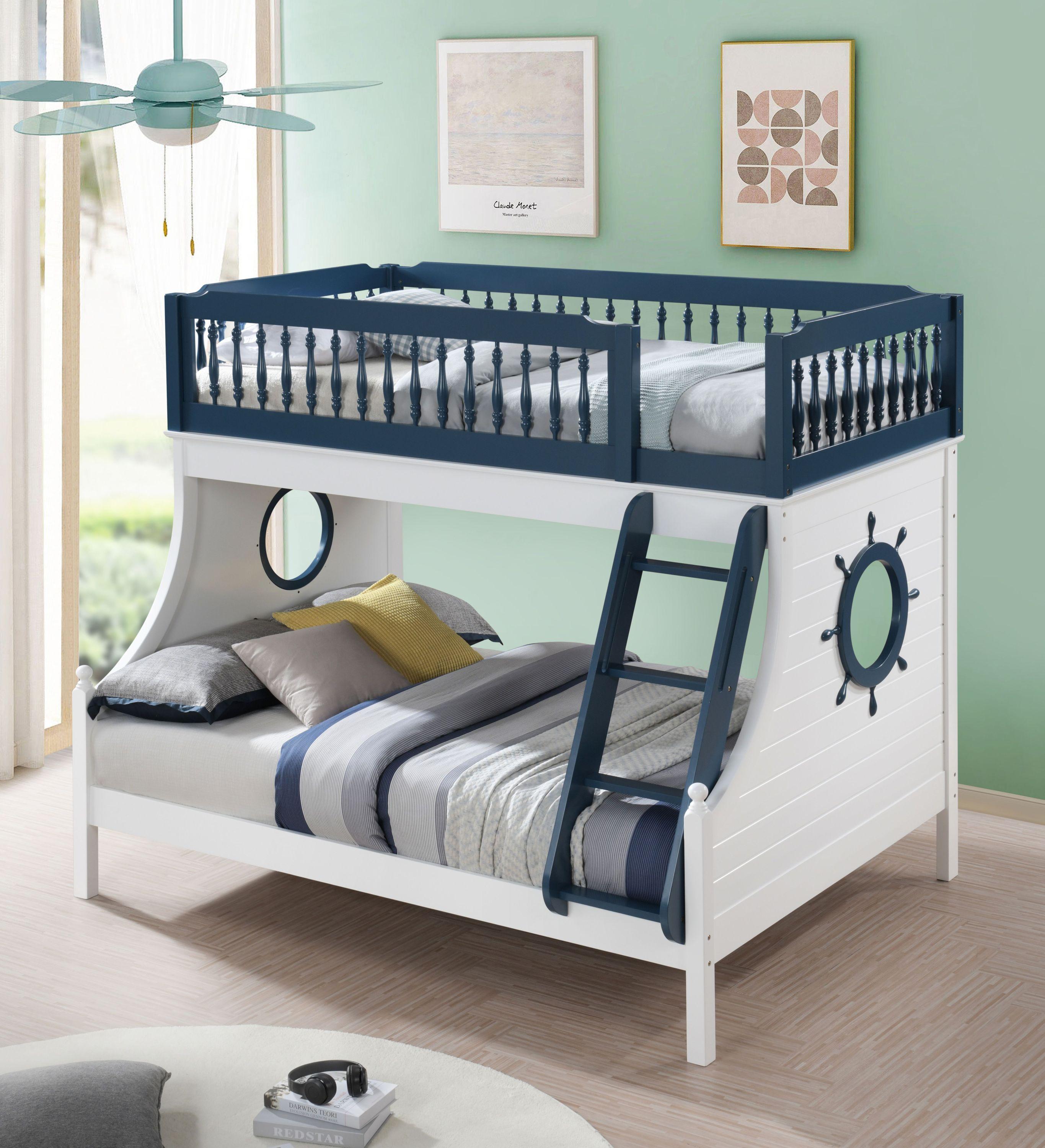 ACME Farah Twin overFull Bunk Bed -Navy Blue and White image