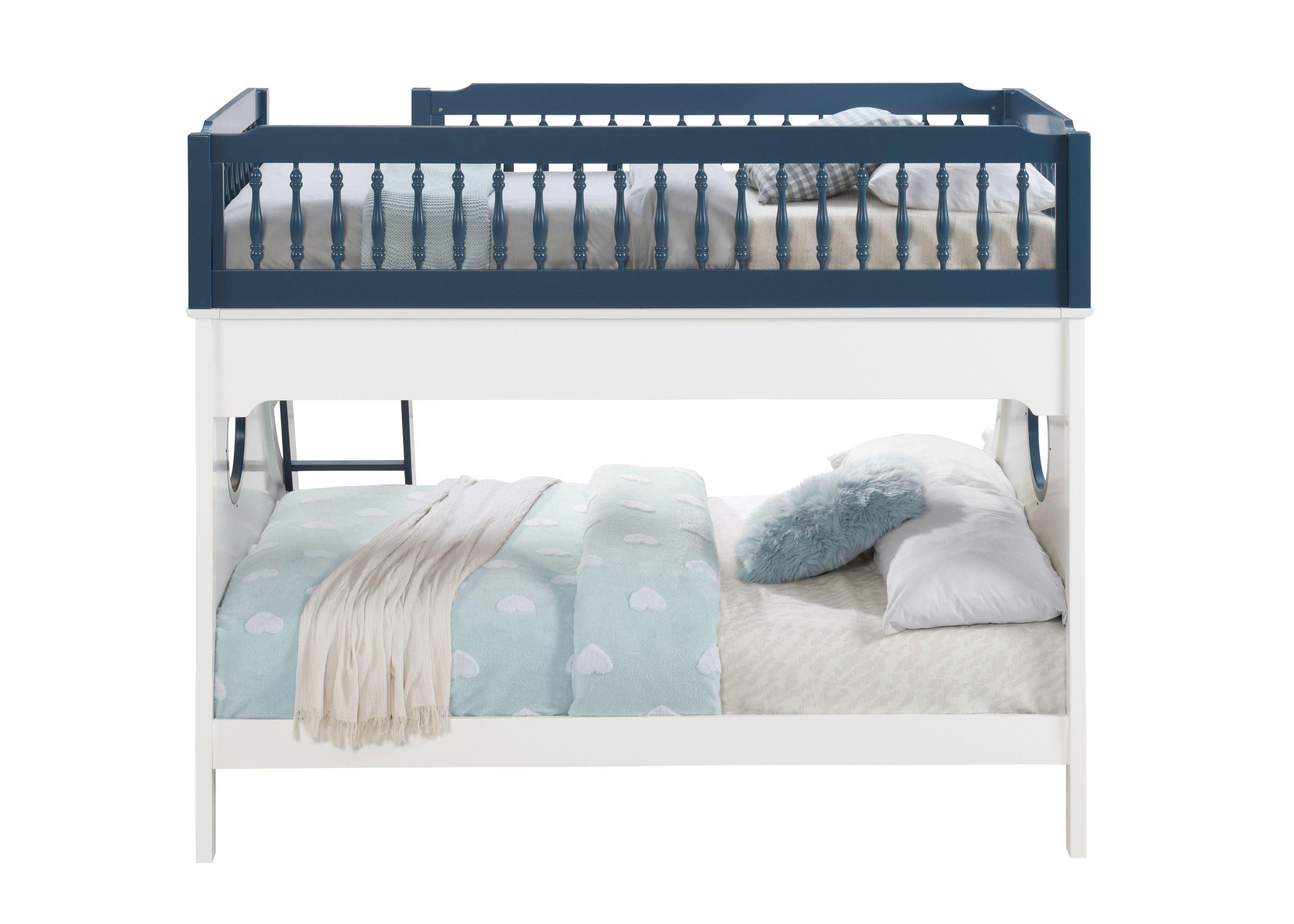 ACME Farah Twin overFull Bunk Bed -Navy Blue and White