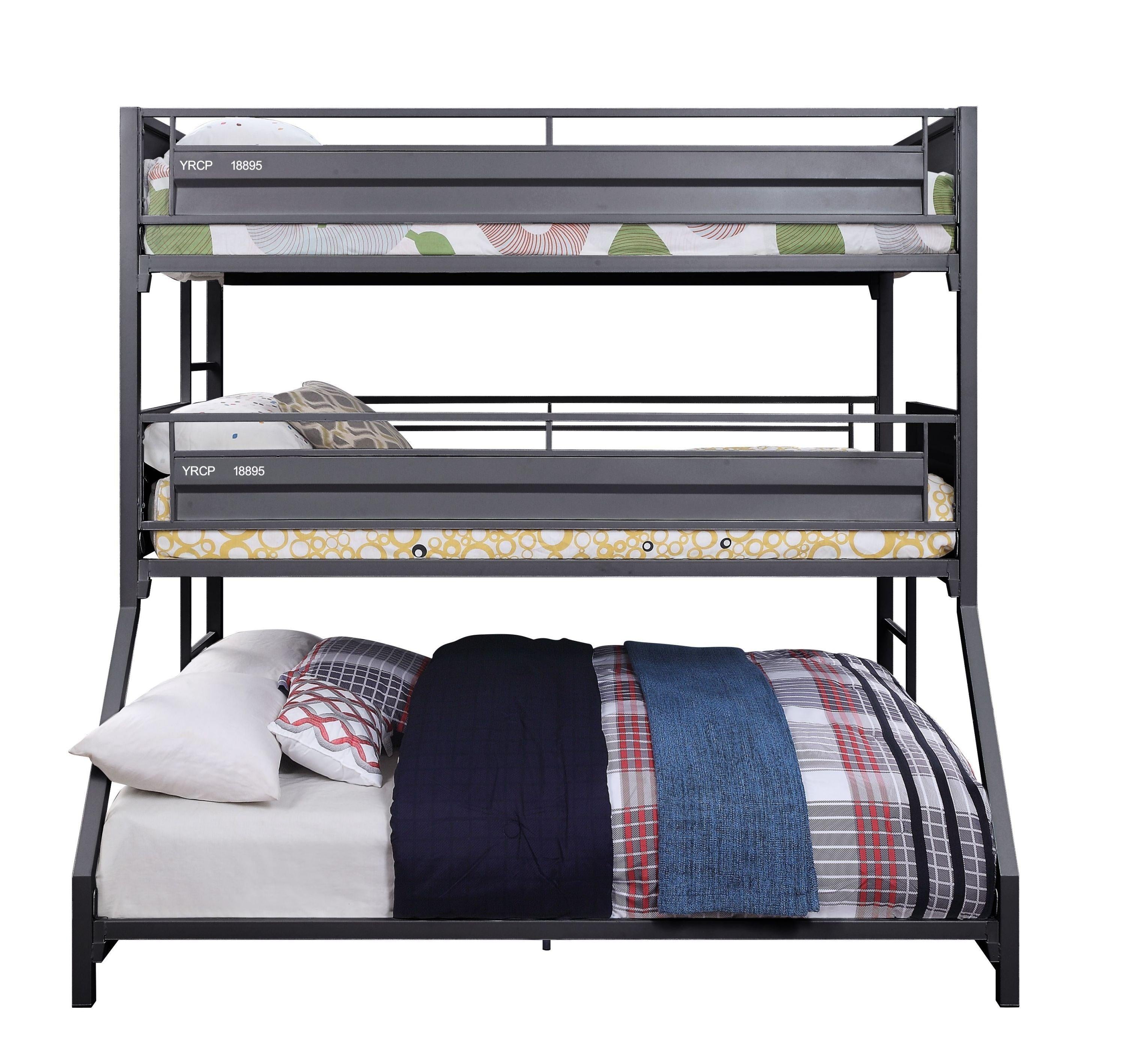 ACME CarTwin over Twin over Full Metal Triple Bunk Bed - Gunmetal