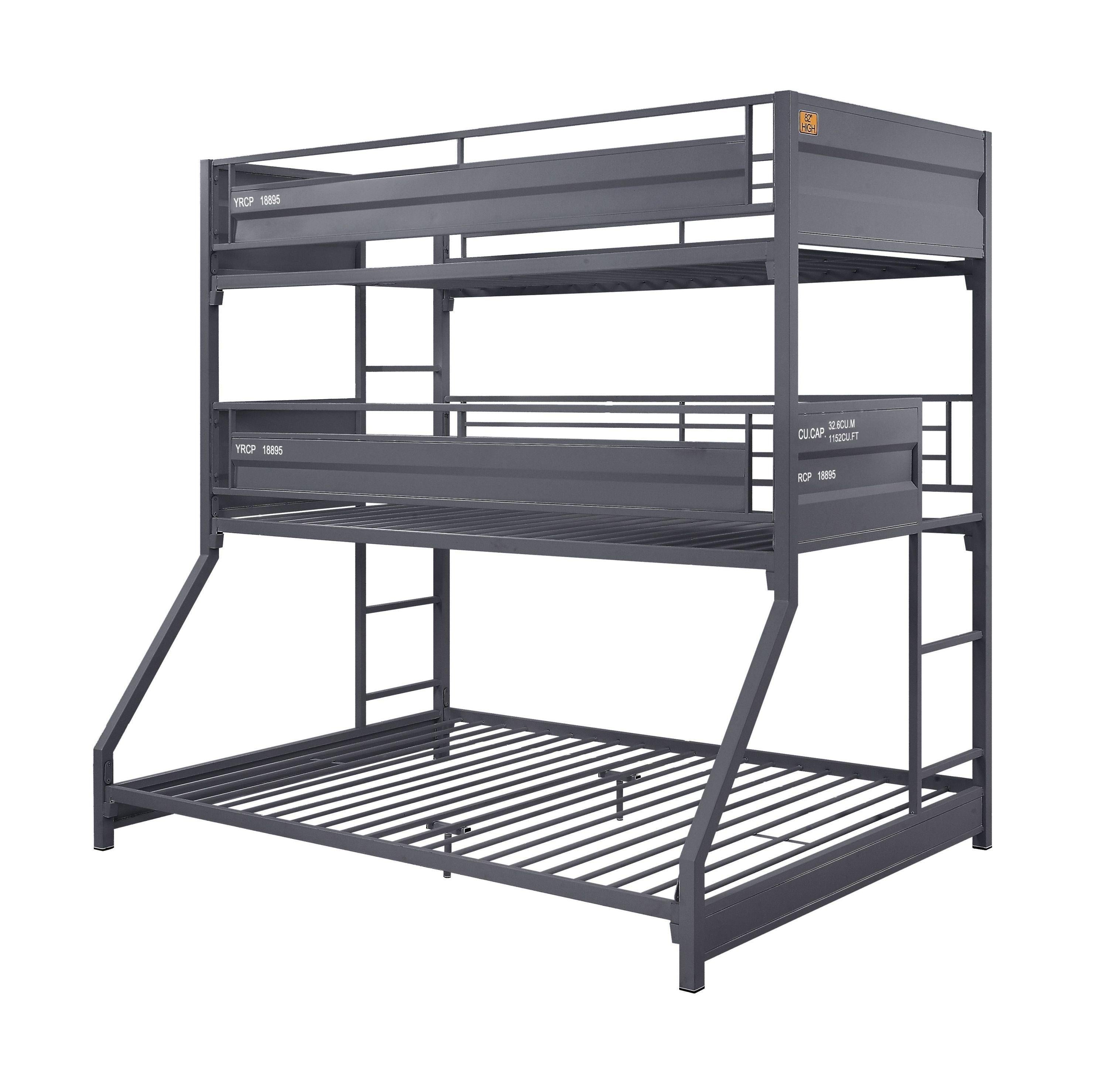 ACME CarTwin over Twin over Full Metal Triple Bunk Bed - Gunmetal