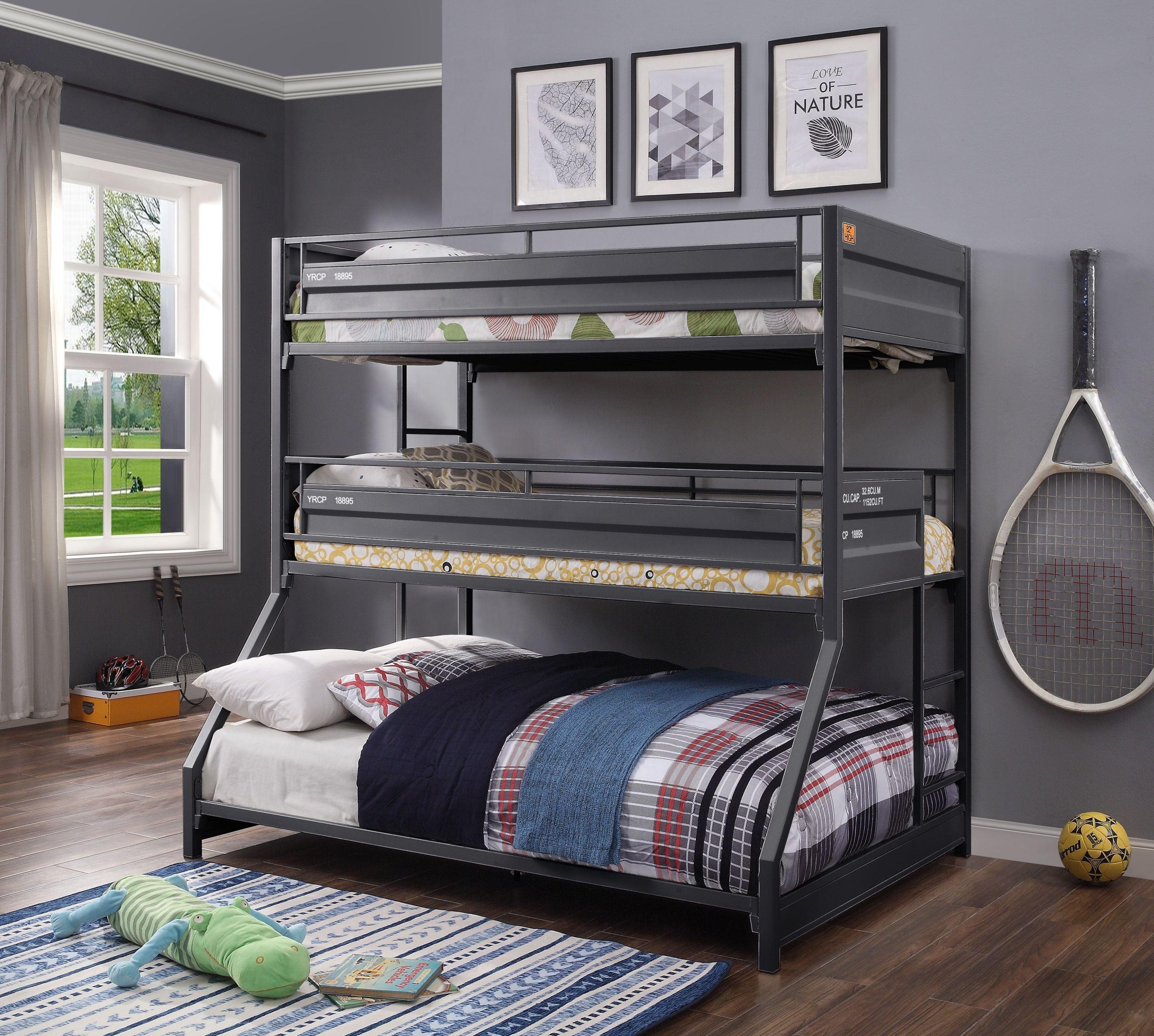 ACME CarTwin over Twin over Full Metal Triple Bunk Bed - Gunmetal image