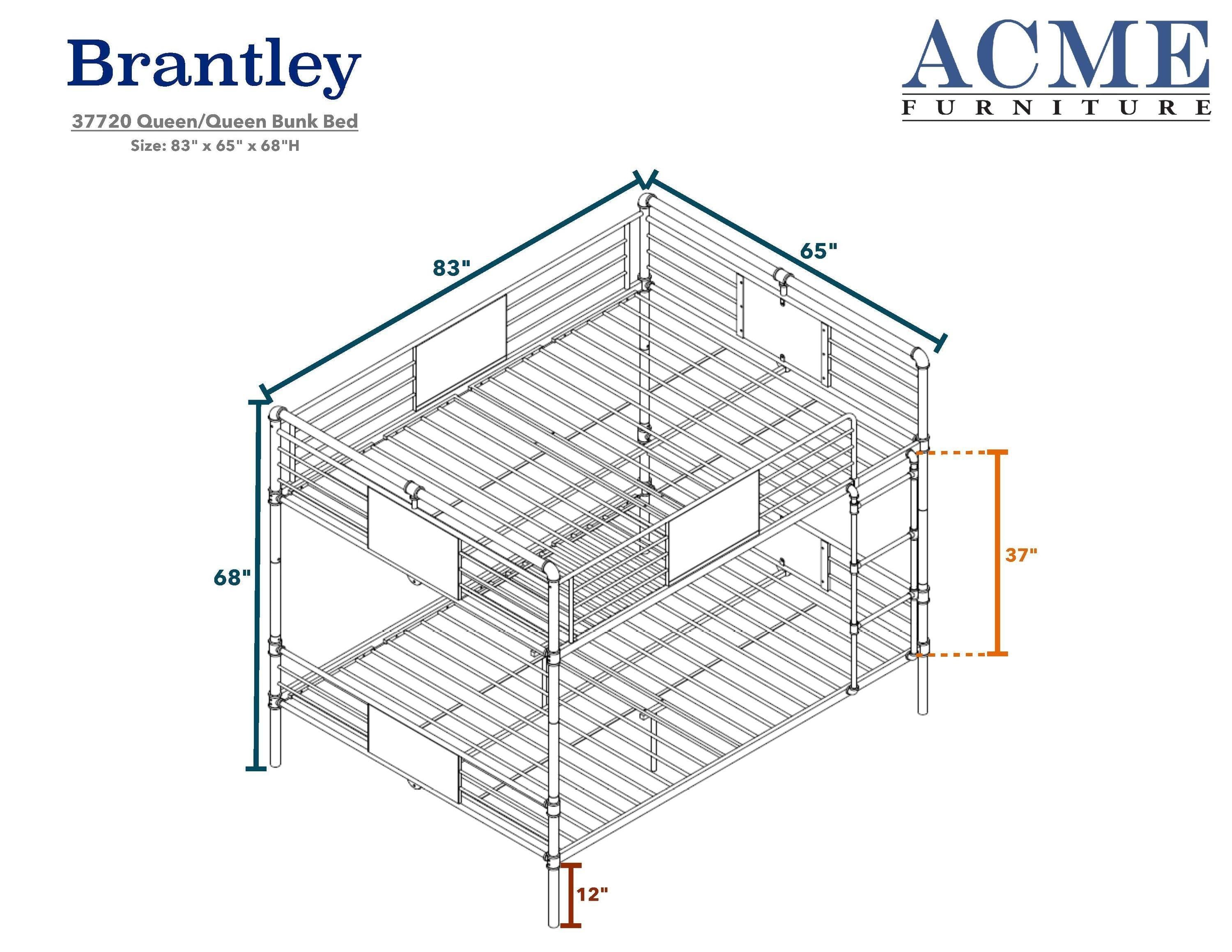 ACME Brantley Queen over Queen Metal Bunk Bed - Sandy Black and Dark Bronze