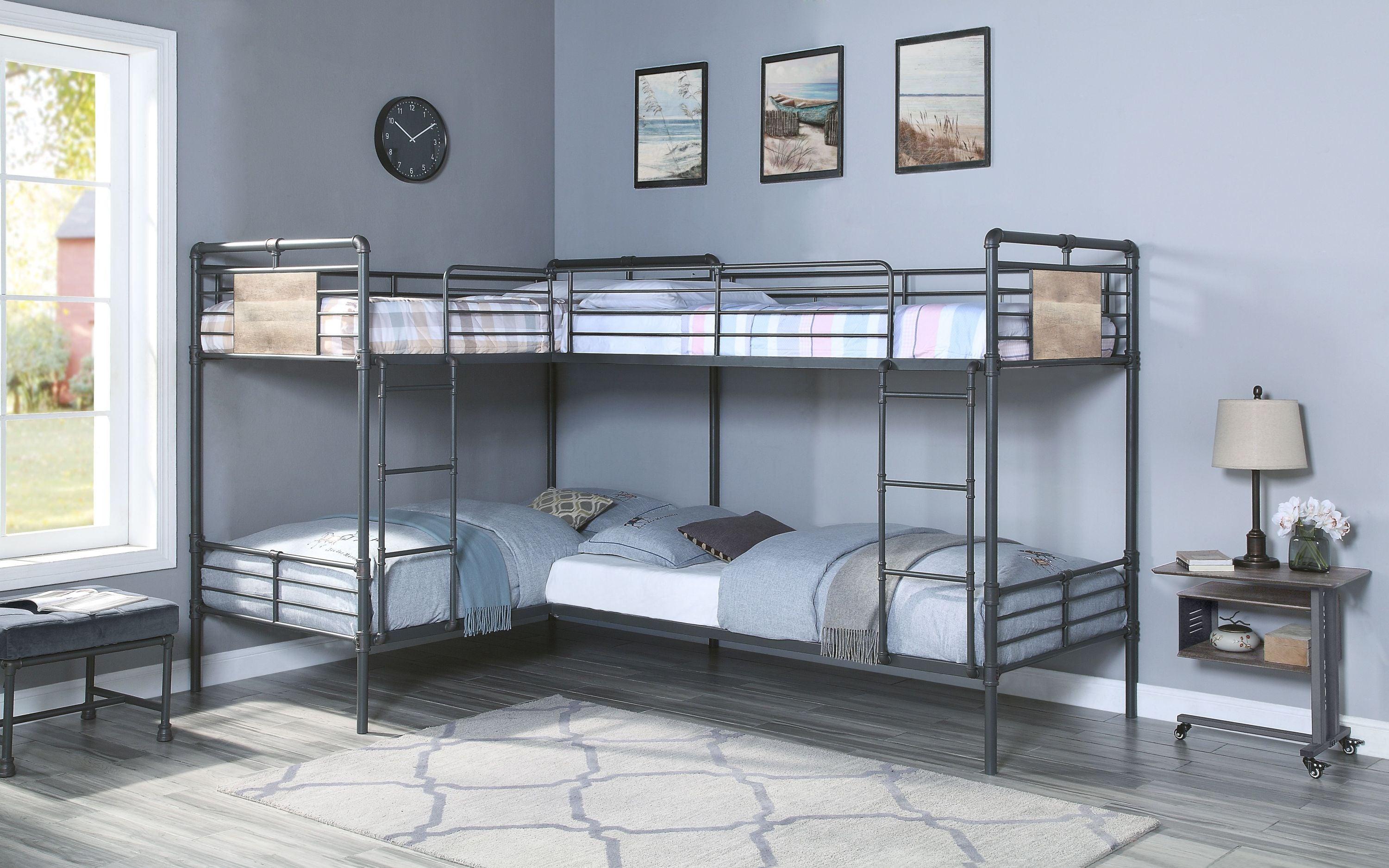 ACME Cordelia Twin over Twin L Shape Metal Bunk Bed - Sandy Black image