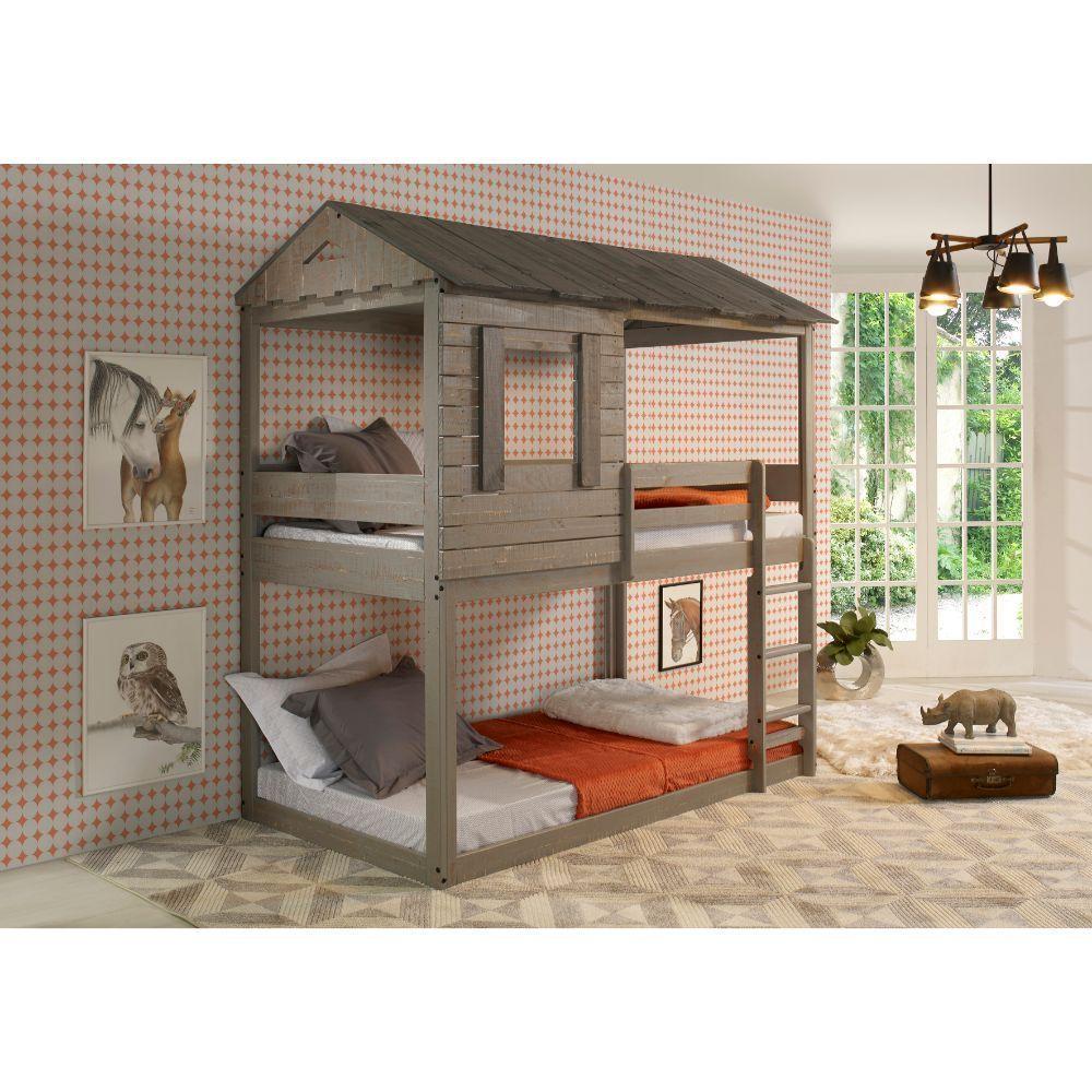 ACME Darlene Twin over Twin House Shaped Bunk Bed - Rustic Gray image