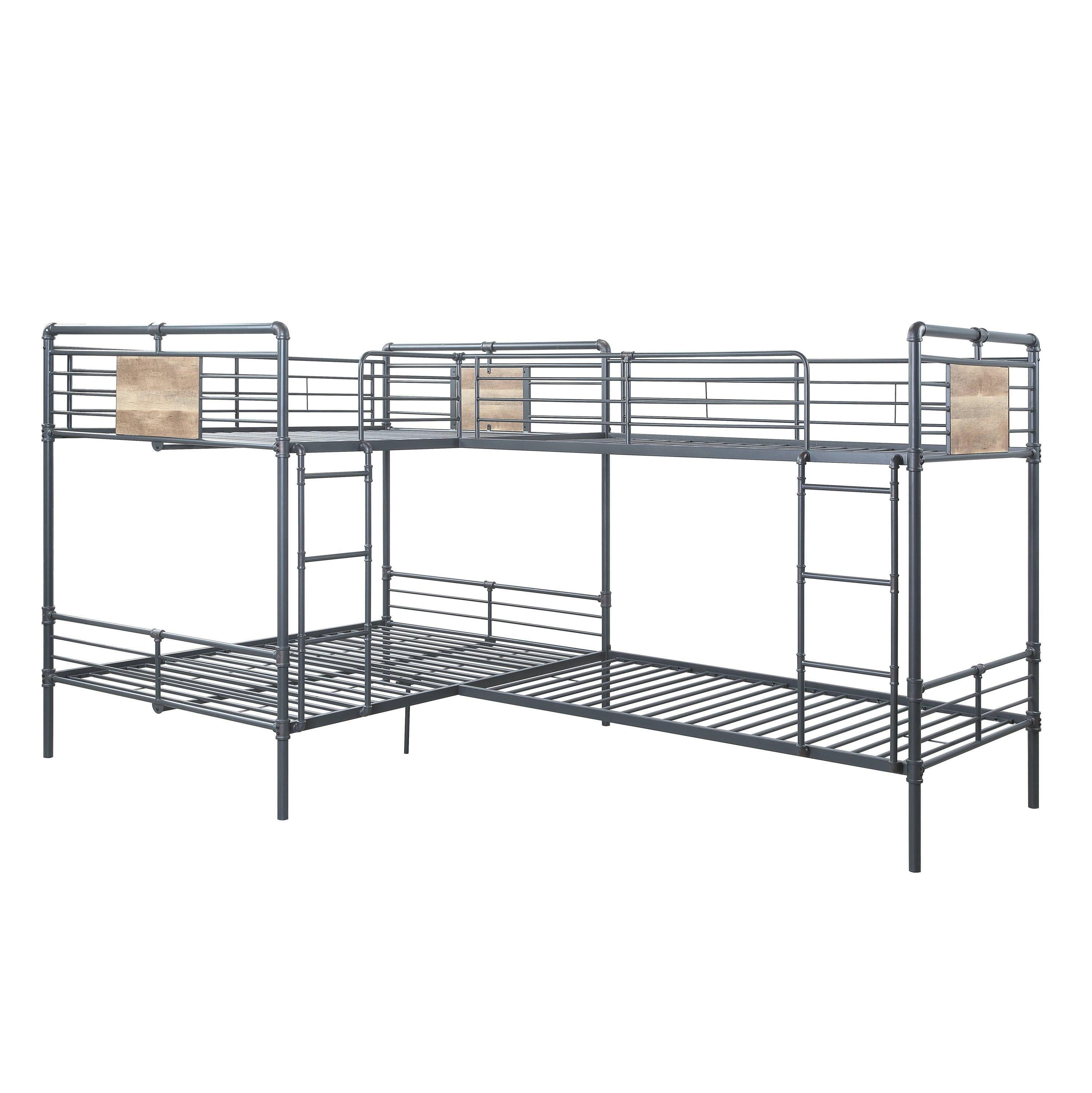 ACME Cordelia Twin over Full L Shape Metal Bunk Bed - Sandy Black