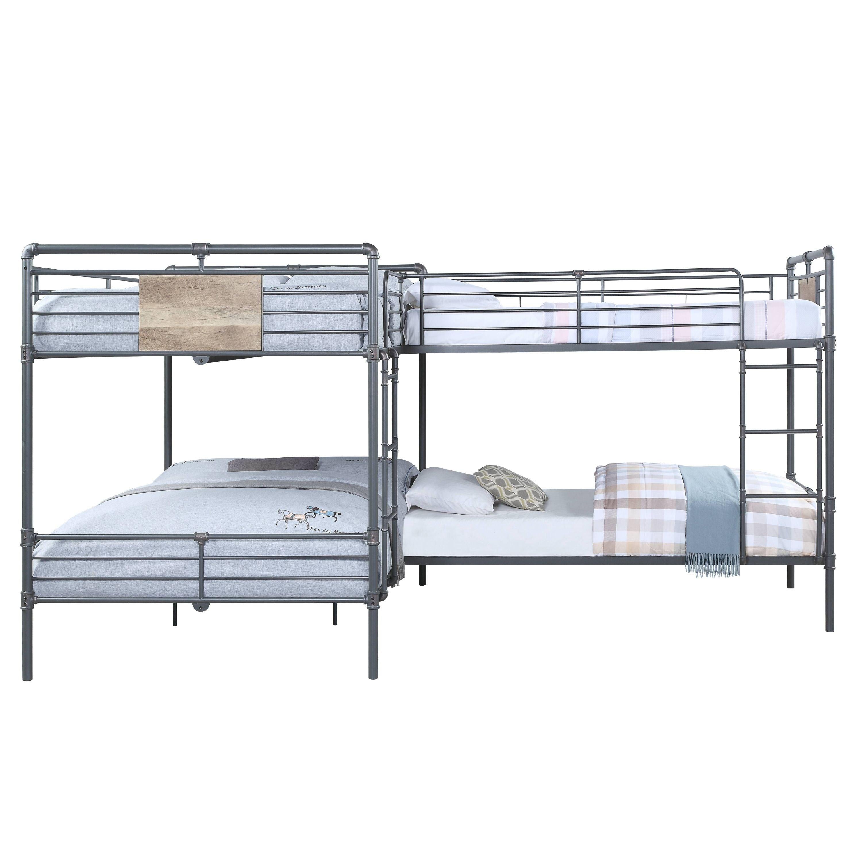 ACME Cordelia Twin over Full L Shape Metal Bunk Bed - Sandy Black