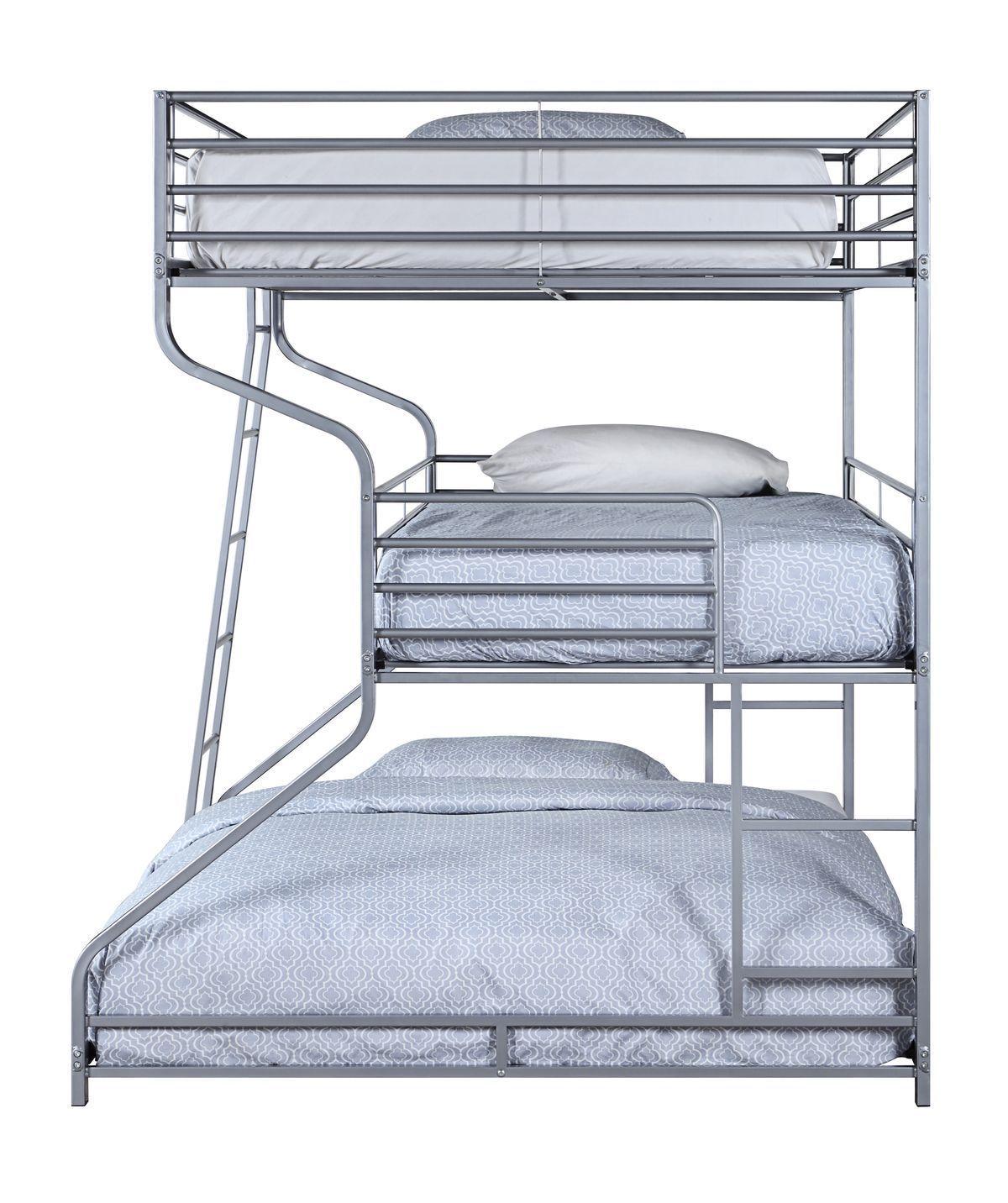 ACME Caius II Twin over Full over Queen Triple Bunk Bed - Silver