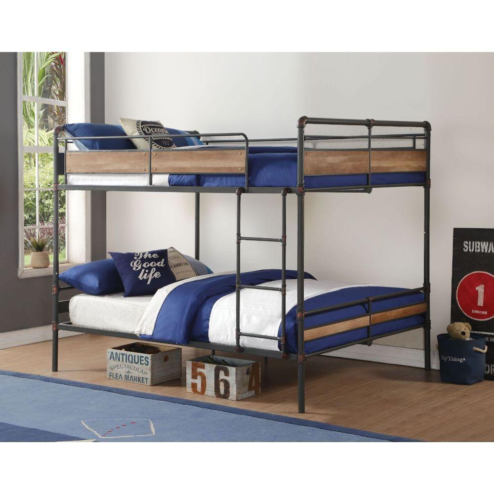 ACME Brantley ll Queen over Queen Hand-brushed Bunk Bed - Sandy Black and Dark Bronze image