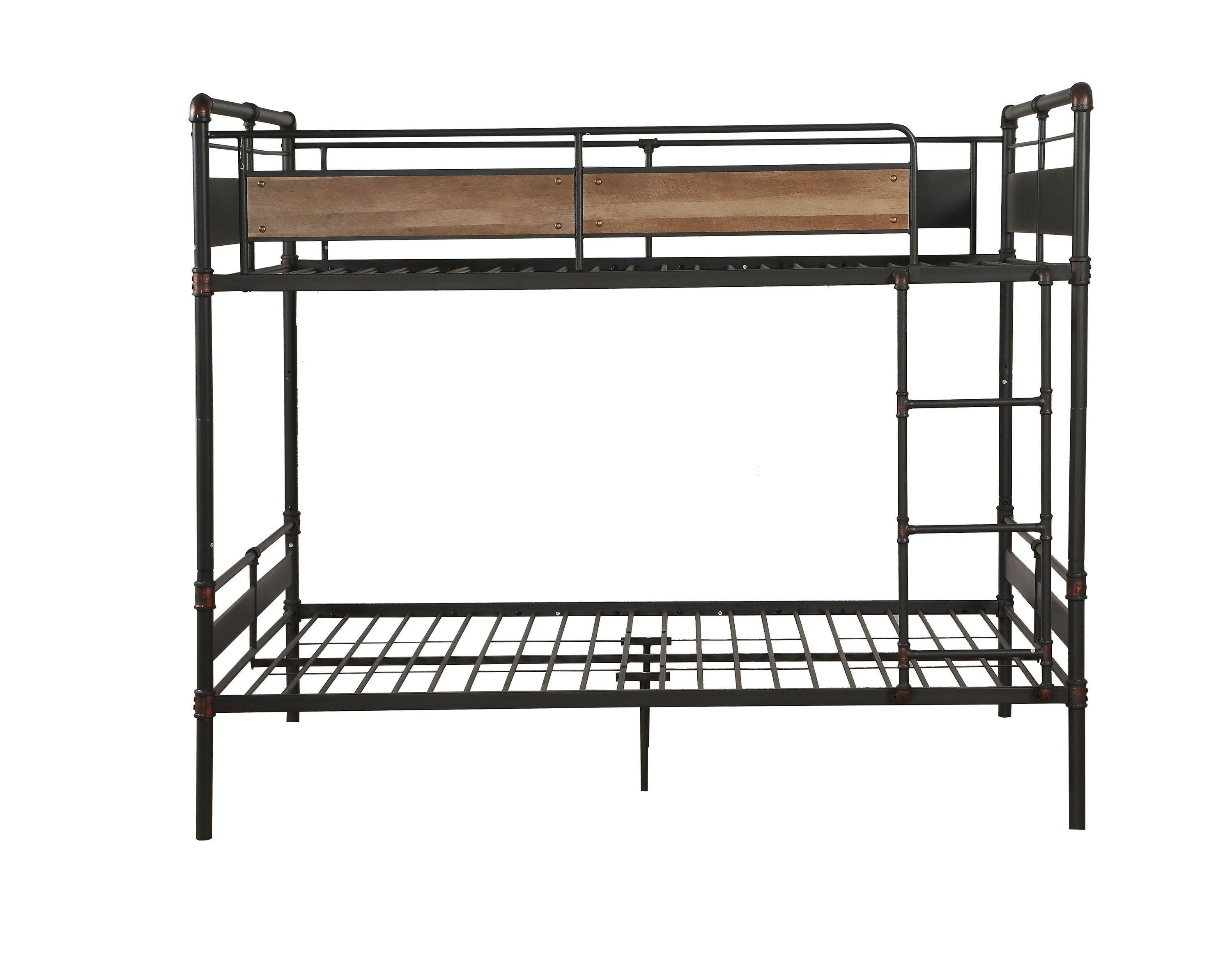 ACME Brantley ll Queen over Queen Hand-brushed Bunk Bed - Sandy Black and Dark Bronze