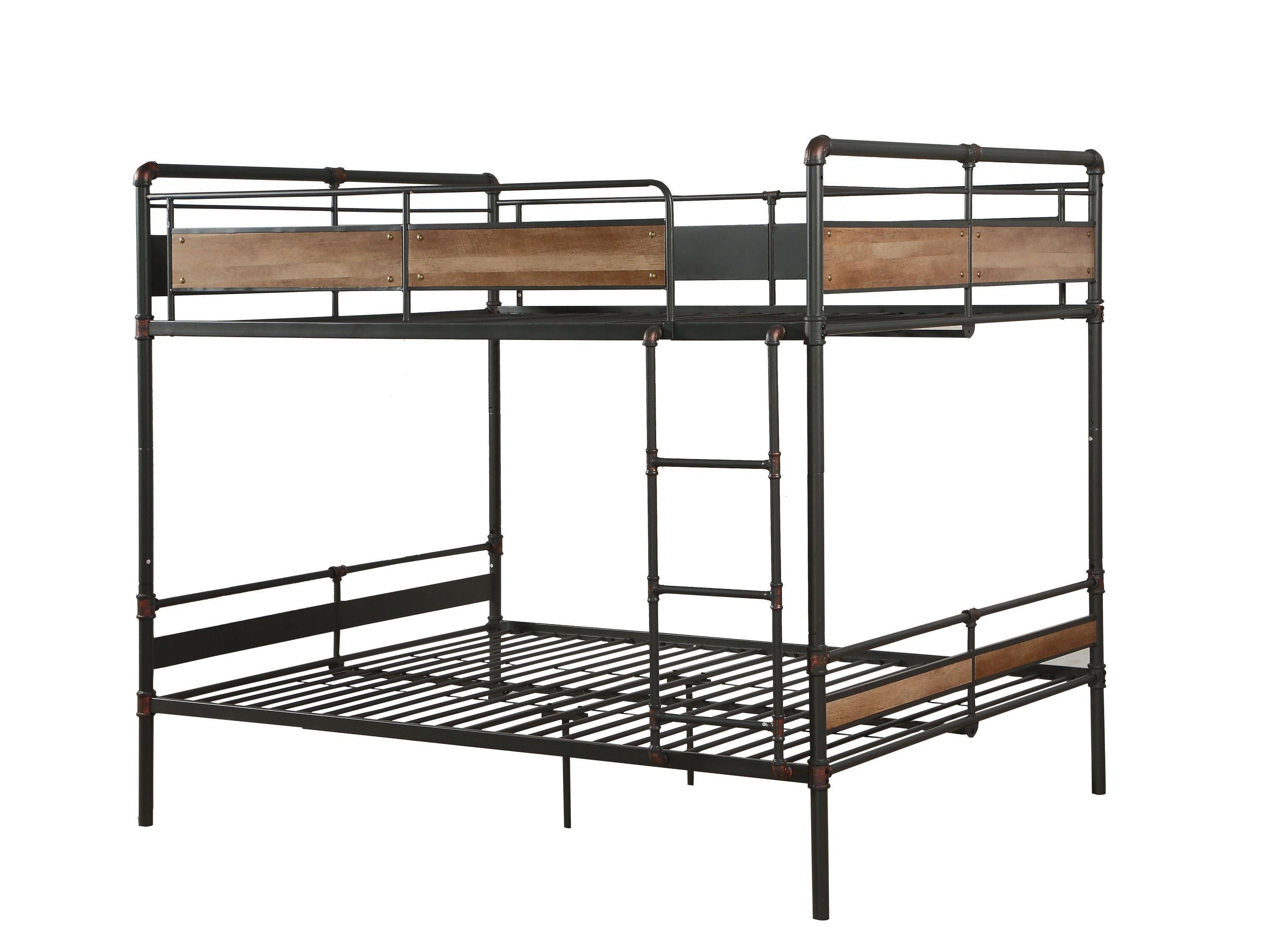 ACME Brantley ll Queen over Queen Hand-brushed Bunk Bed - Sandy Black and Dark Bronze