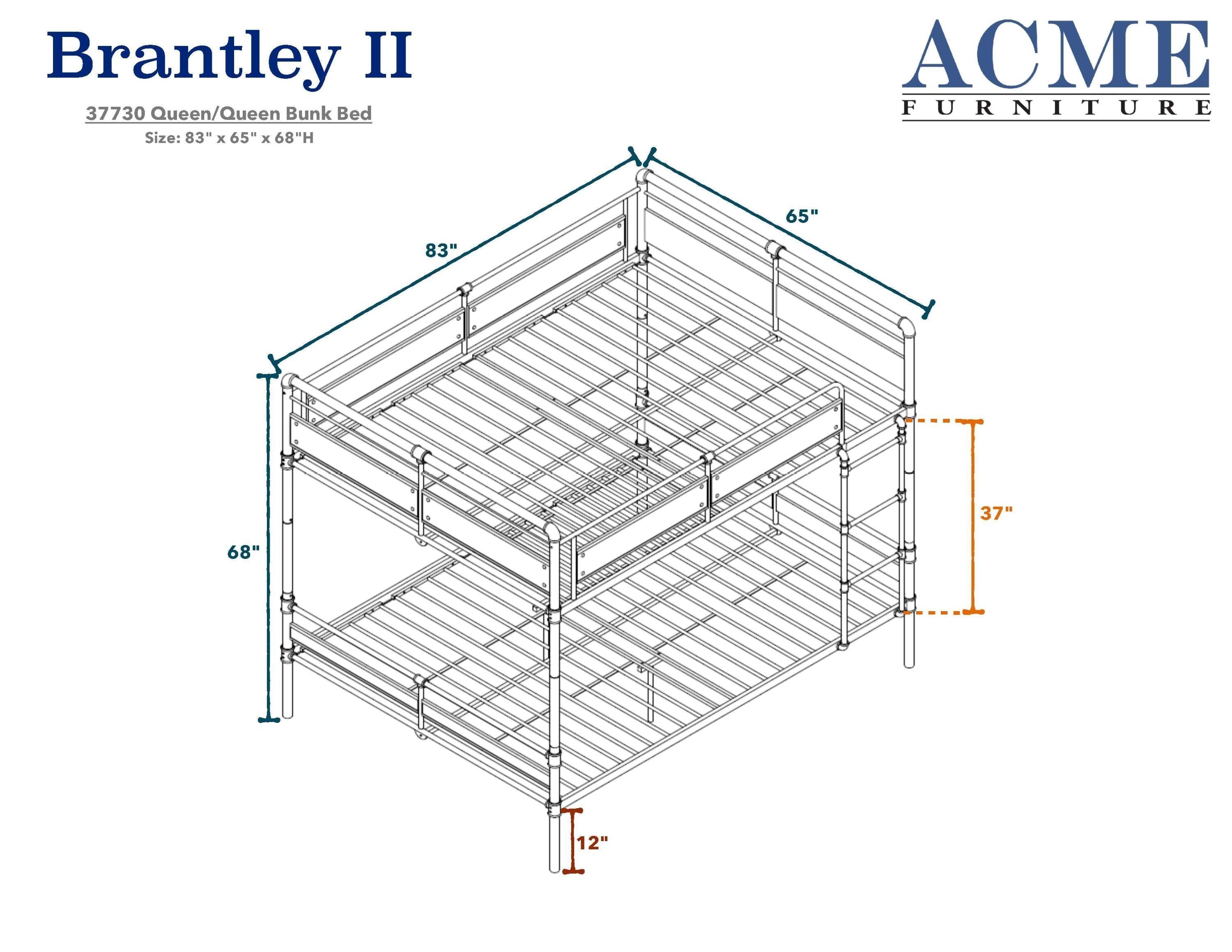 ACME Brantley ll Queen over Queen Hand-brushed Bunk Bed - Sandy Black and Dark Bronze